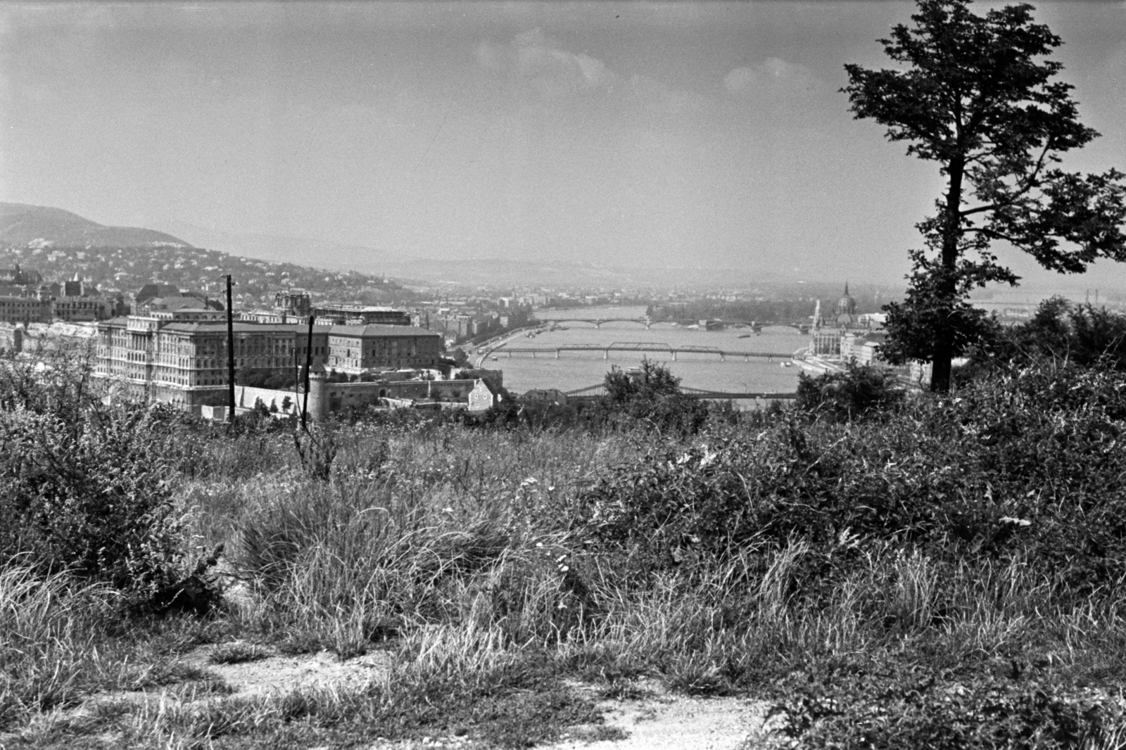 Hungary, Budapest I., kilátás a budai Vár és a Kossuth híd felé., 1958, Chuckyeager tumblr, Kossuth-bridge, Budapest, picture, Fortepan #143458