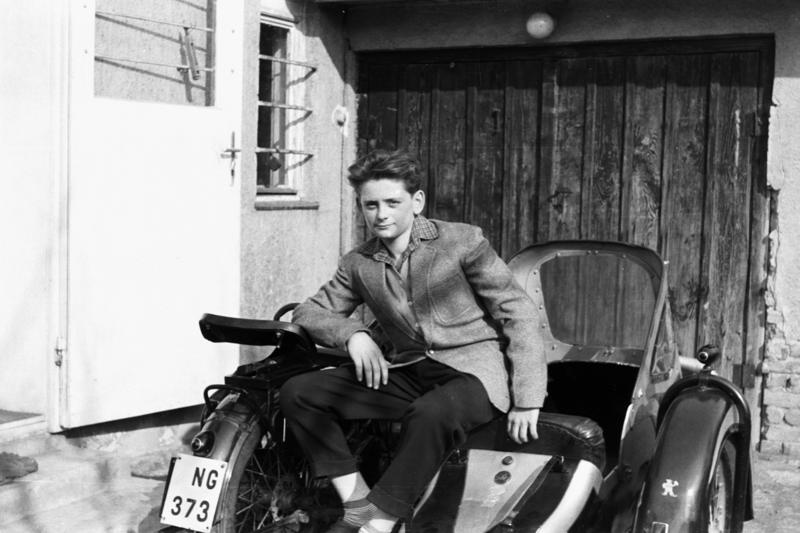 1966, Chuckyeager tumblr, motorcycle with sidecar, number plate, Fortepan #143588