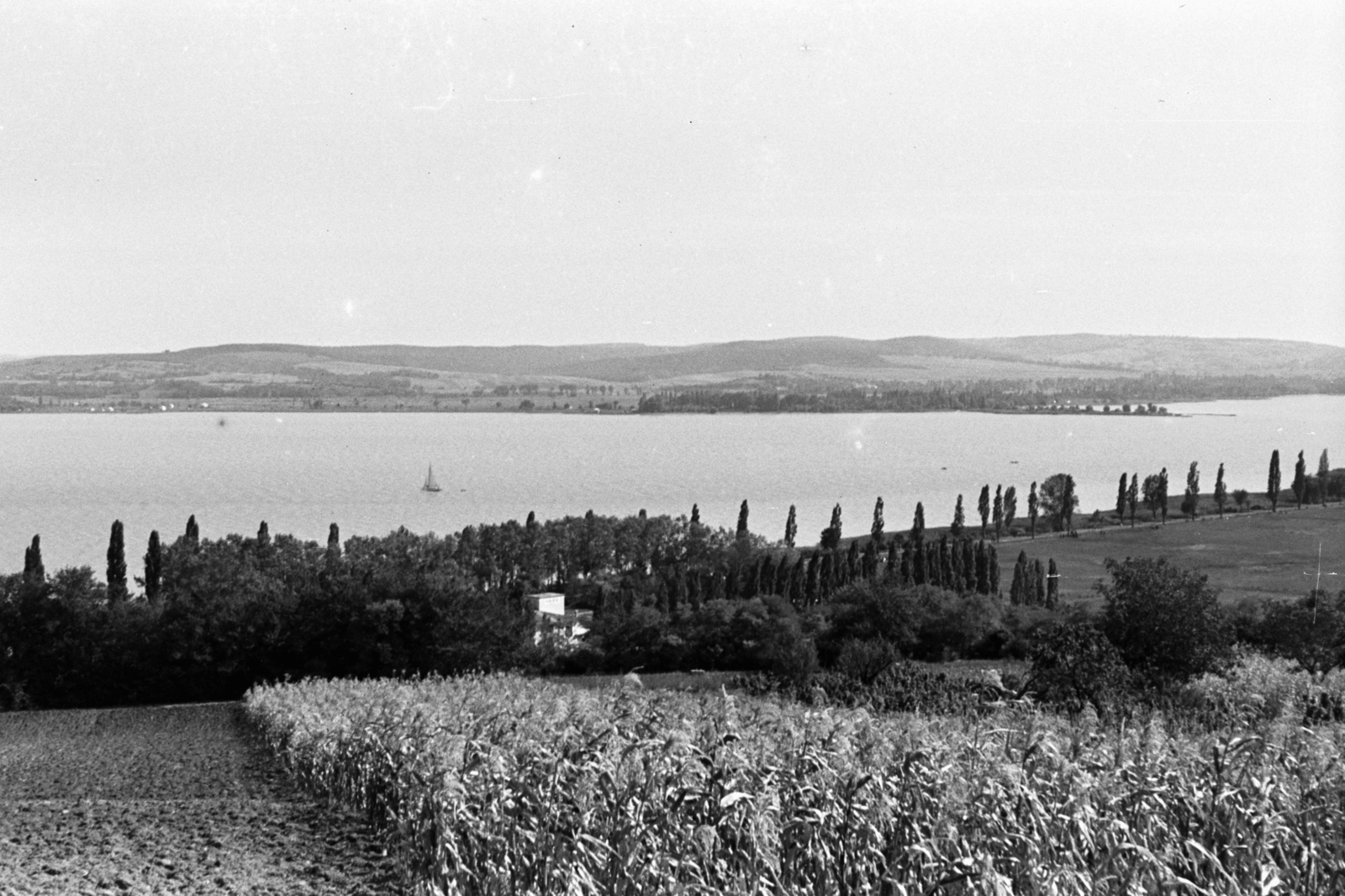 Hungary,Lake Balaton, Tihany, kilátás Szántód felé, jobbra a szántódi móló., 1960, Chuckyeager tumblr, port, Fortepan #143597