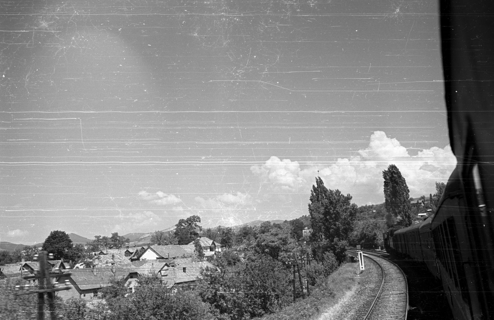 Hungary, Zebegény, vasútvonal a Jánoshegy út felüljárója előtt., 1959, Szent-tamási Mihály, steam locomotive, Hungarian Railways, railway, rail signal, landscape, Fortepan #14370