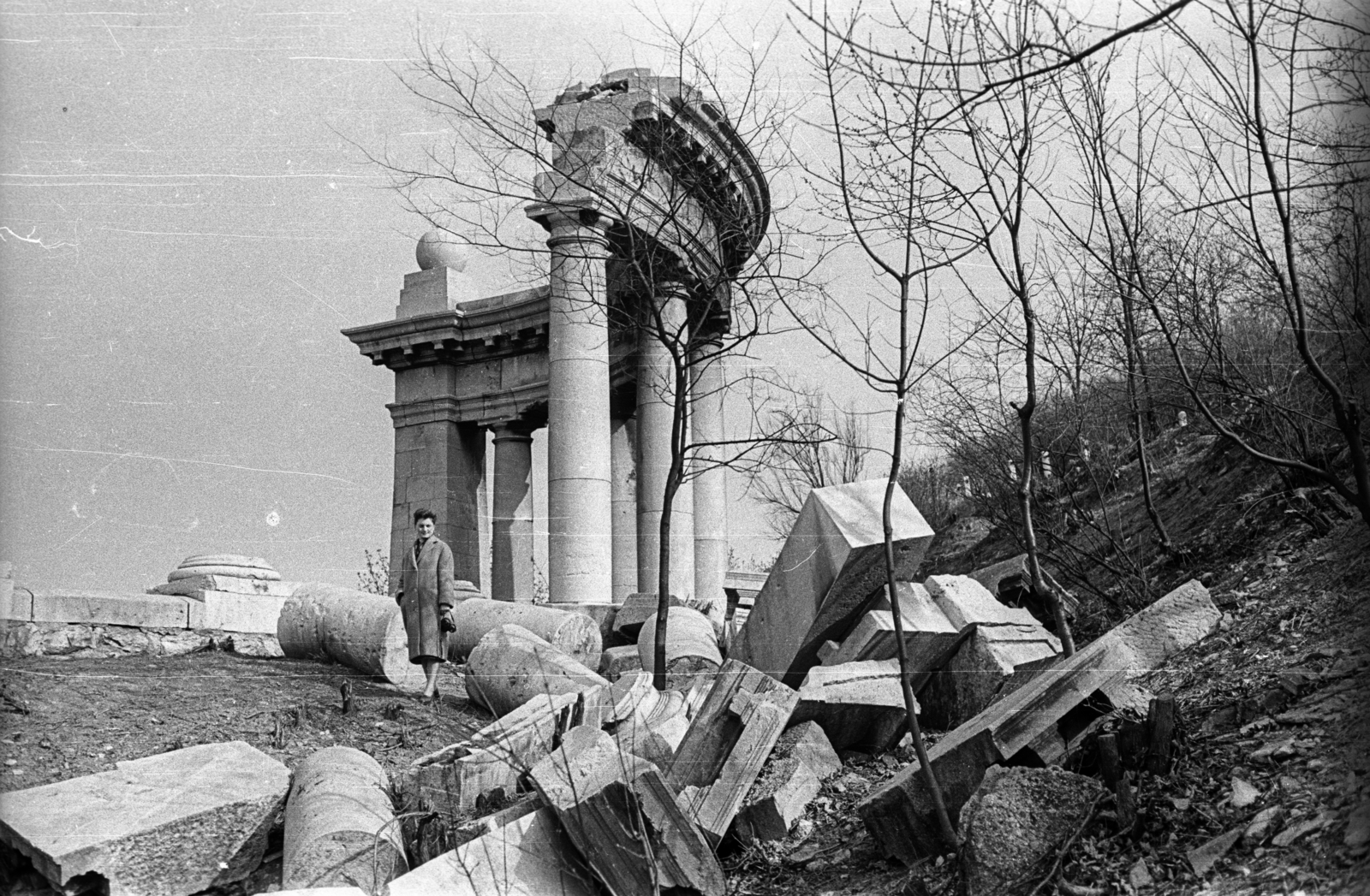 Hungary, Budapest I., Szent Gellért emlékmű., 1959, Szent-tamási Mihály, war damage, Budapest, Fortepan #14413