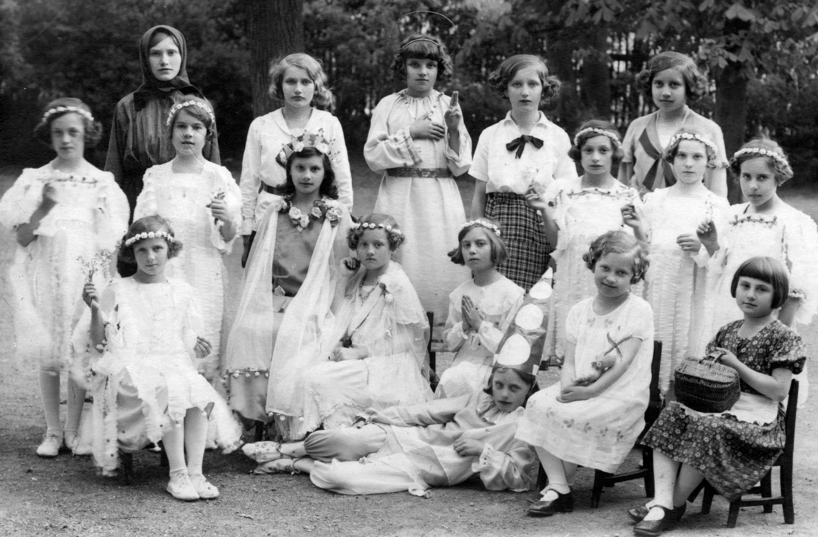 Hungary, Celldömölk, 1934, Baráth Endre, class photo, tableau, First Communion, girl, Fortepan #14584