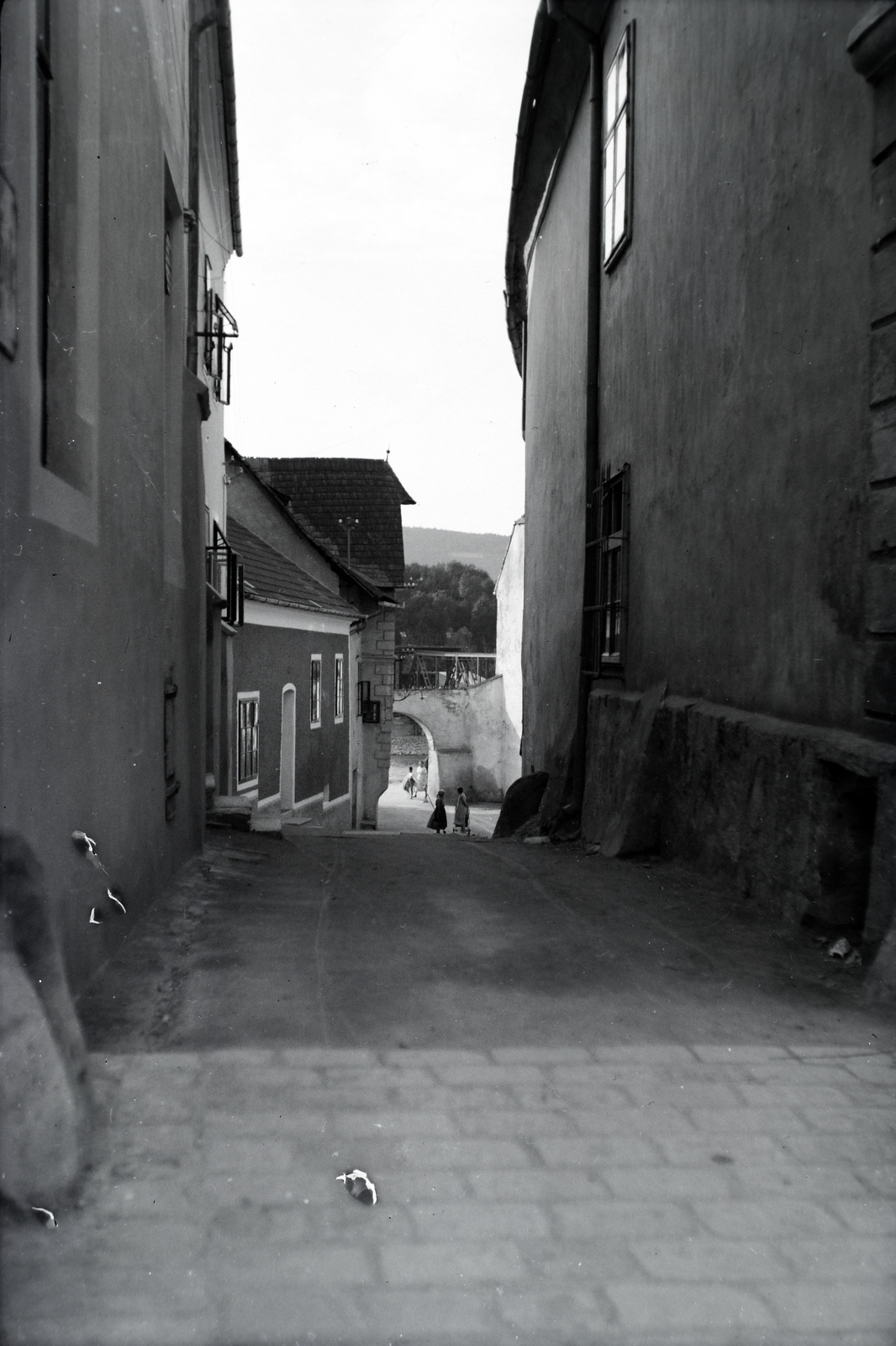 Austria, Melk, Fischergasse a Linzer Strasse felől a Duna felé., 1938, Sattler Katalin, Fortepan #146155