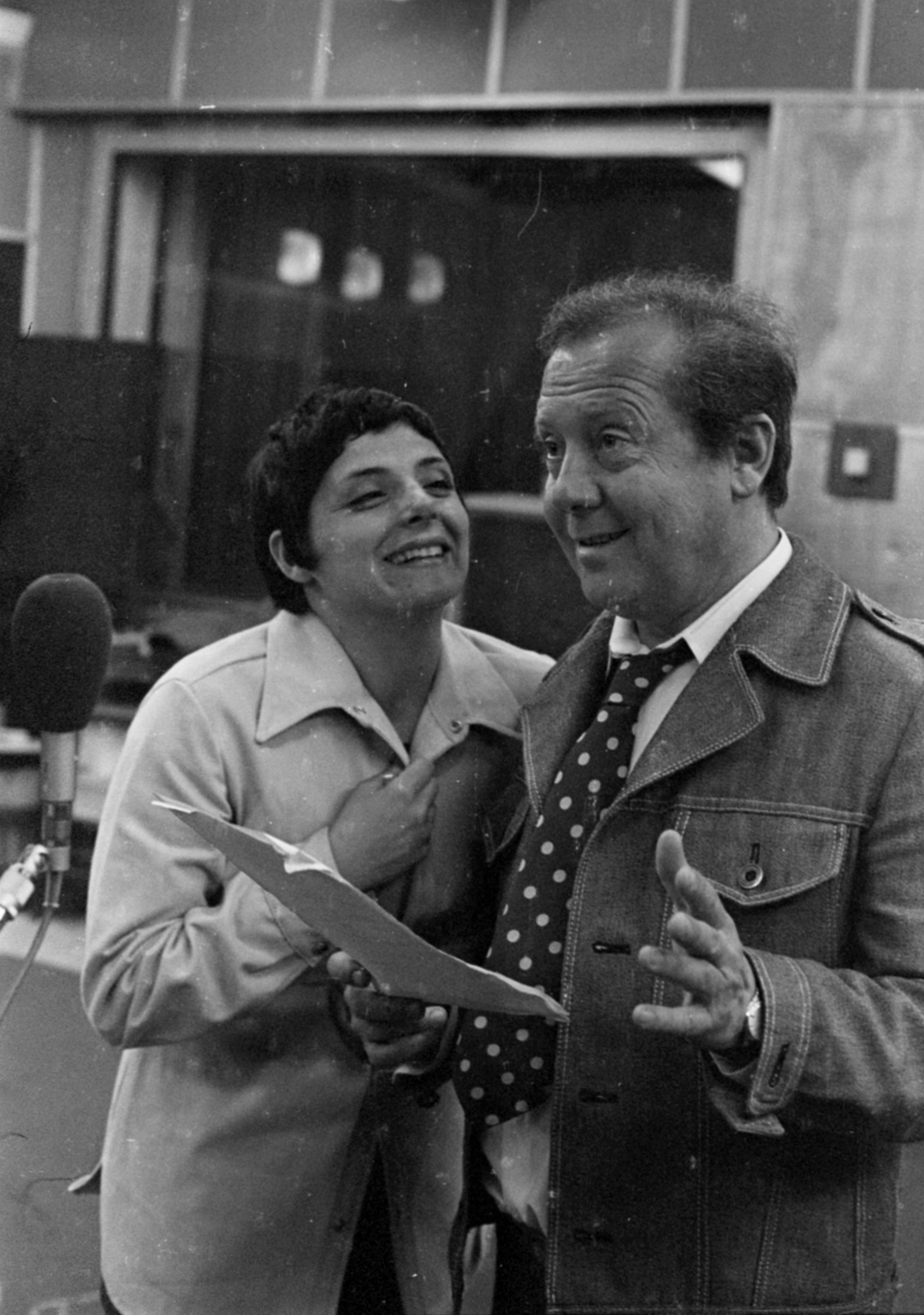 Hungary, Budapest VIII., a Magyar Rádió stúdiója, Lázár Kati és Kállai Ferenc színművészek., 1974, Szalay Zoltán, Budapest, Hungarian Radio, Fortepan #147163
