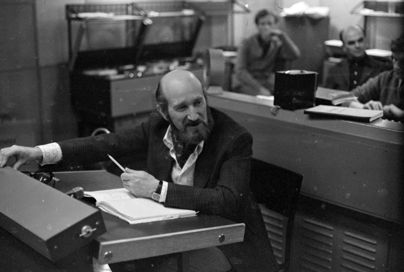 Hungary, Budapest VIII., a Magyar Rádió stúdiója, Shakespeare IV. Henrik című drámájából készült rádiójáték felvétele. Vámos László rendező., 1974, Szalay Zoltán, Budapest, Hungarian Radio, Fortepan #147165