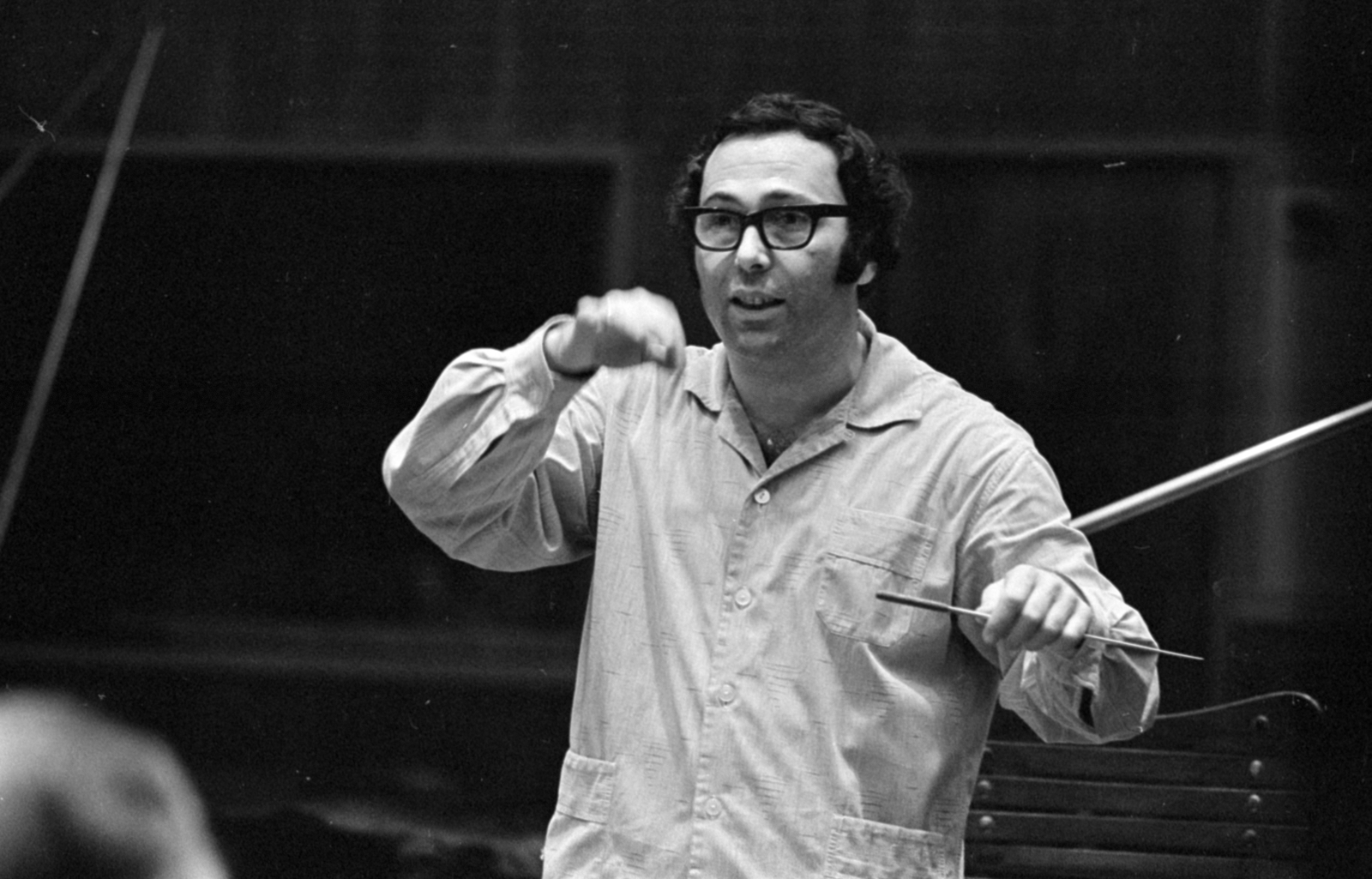 Hungary, Budapest VIII., a Magyar Rádió stúdiója, Sándor János karmester., 1969, Szalay Zoltán, conductor, Budapest, Fortepan #147181