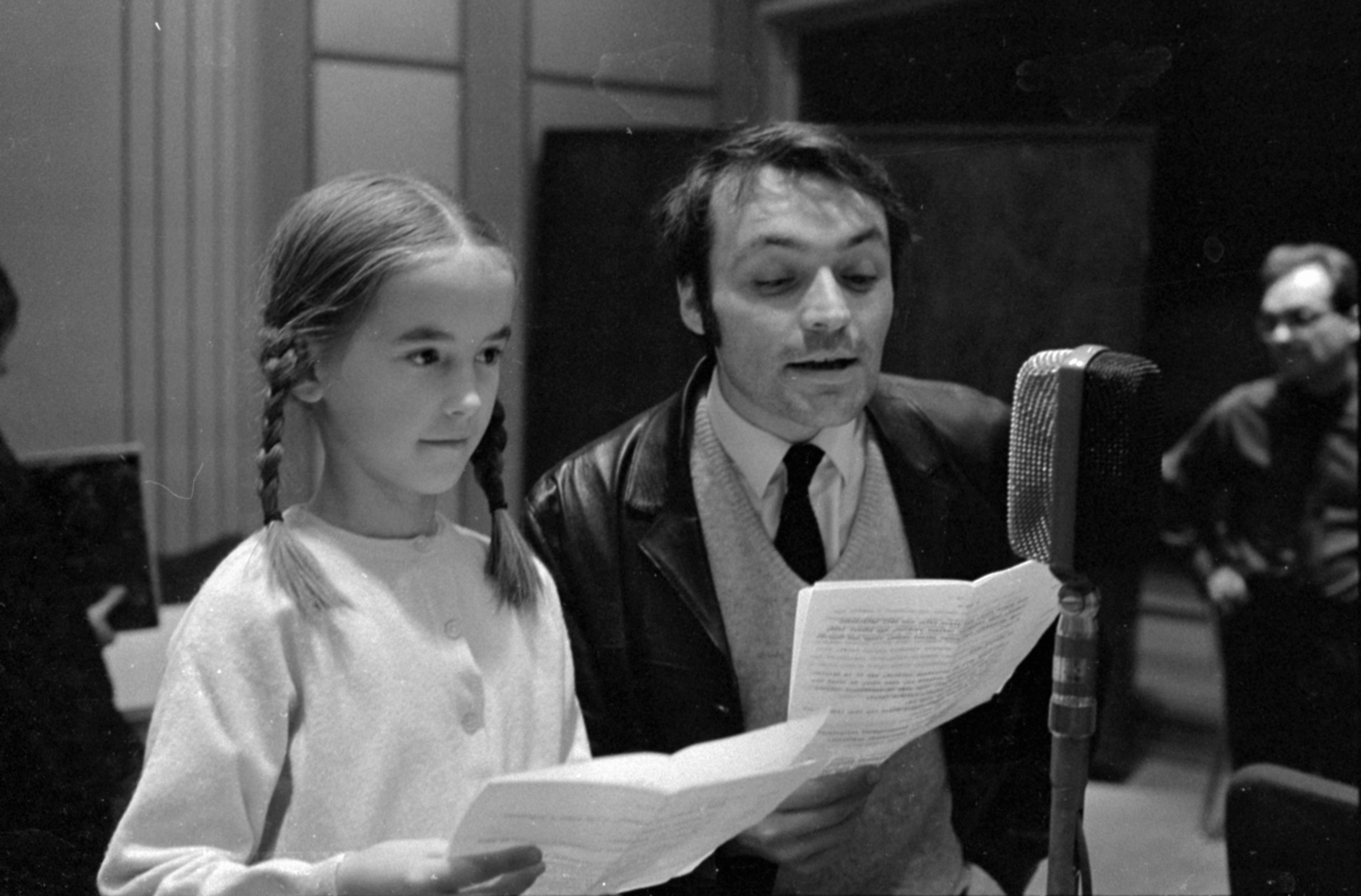 Hungary, Budapest VIII., a Magyar Rádió stúdiója, középen Verdes Tamás színművész., 1975, Szalay Zoltán, Budapest, Hungarian Radio, child actor, Fortepan #147209