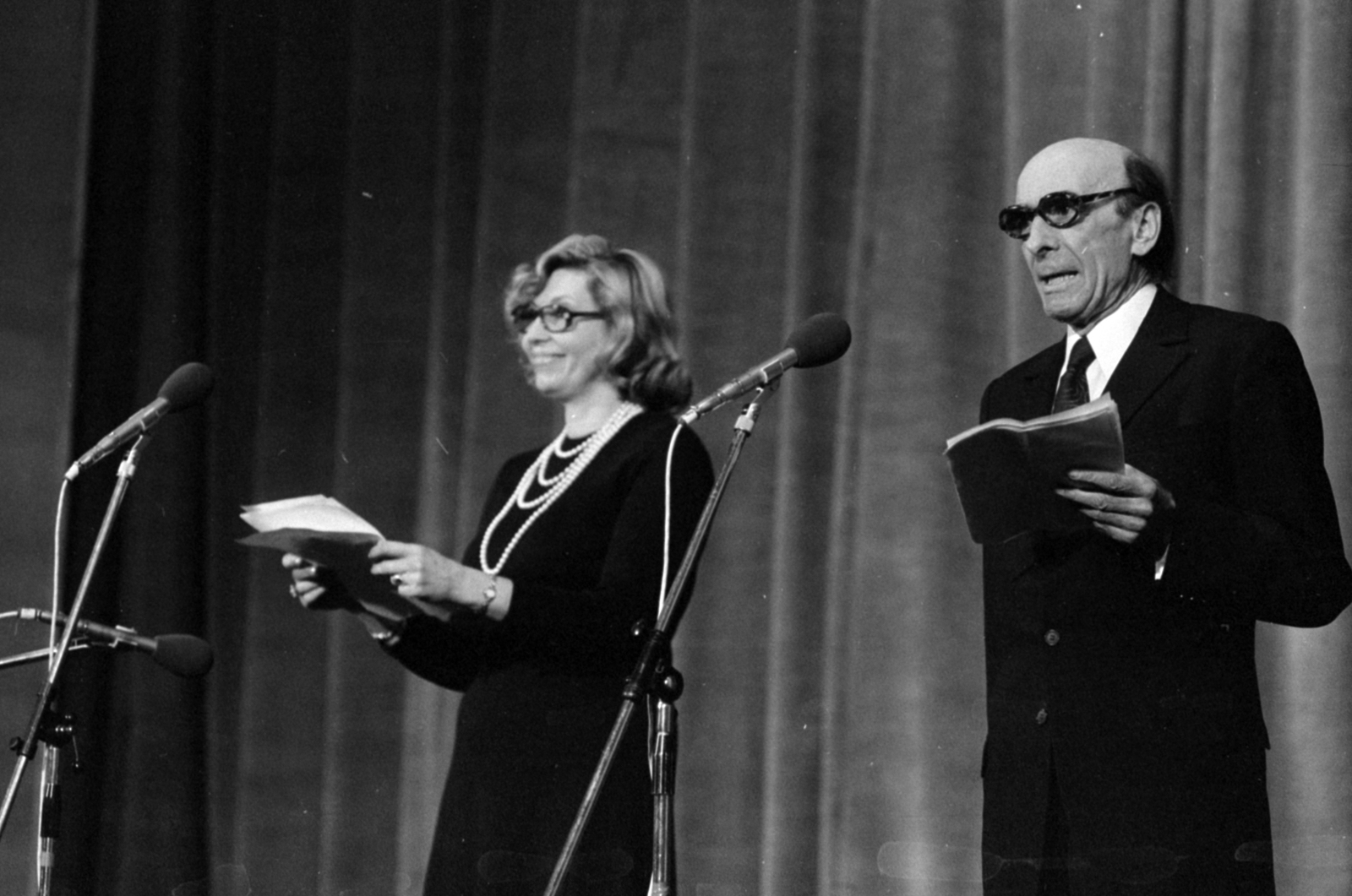 Hungary, Budapest, Schubert Éva, Major Tamás színművészek., 1979, Szalay Zoltán, Budapest, Hungarian Radio, Fortepan #147963