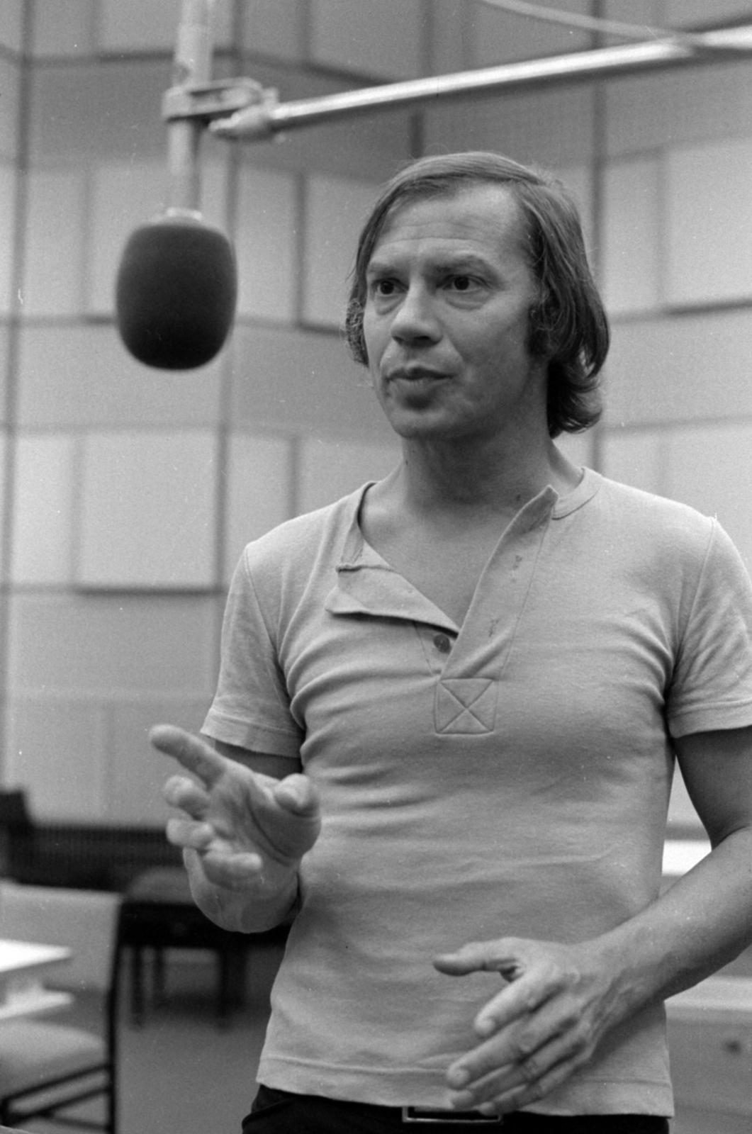 Hungary, Budapest VIII., a Magyar Rádió 13-as stúdiója, S. Tóth József színművész., 1978, Szalay Zoltán, Budapest, Hungarian Radio, Fortepan #148014