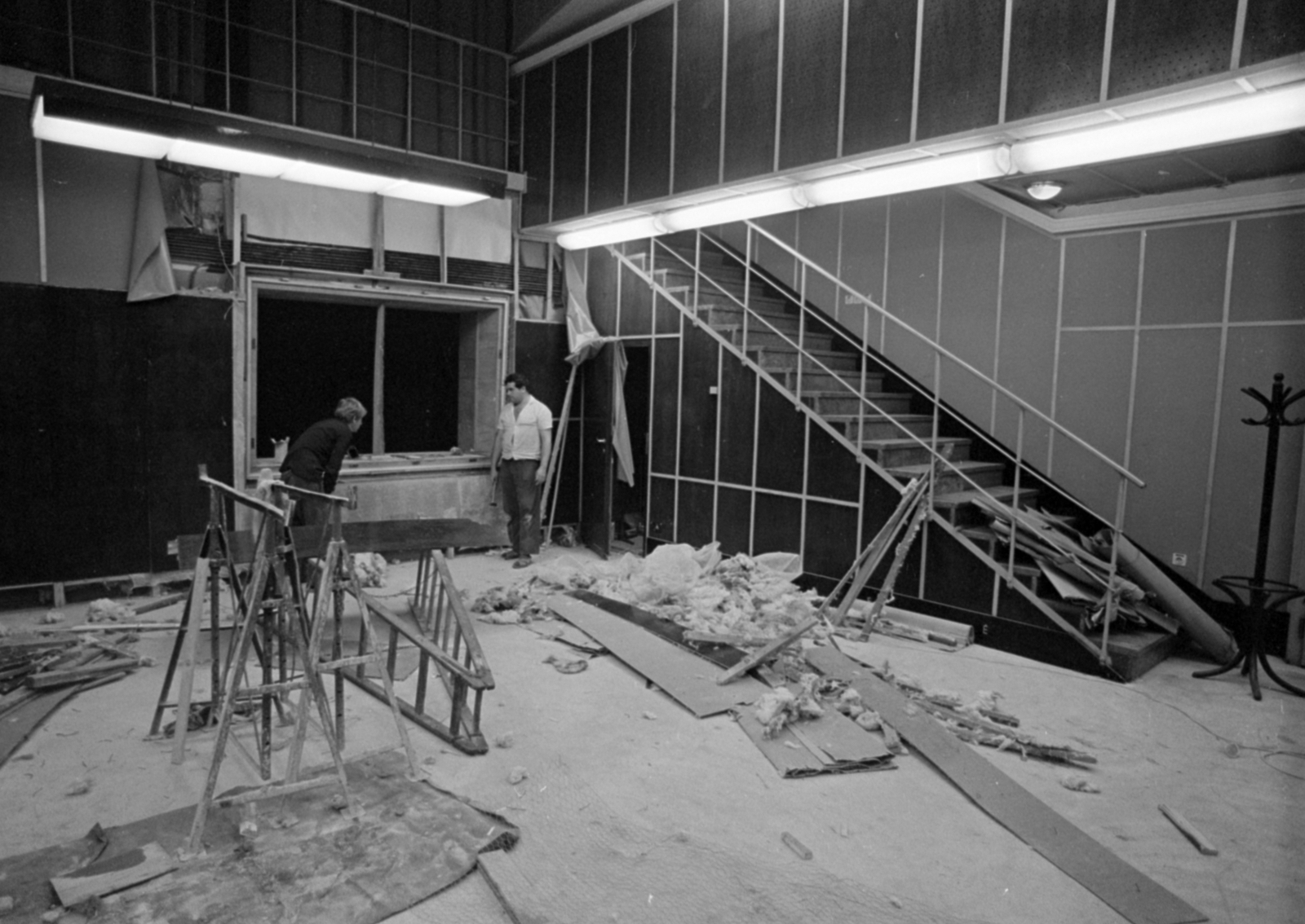 1970, Szalay Zoltán, construction, stairs, ladder, Hungarian Radio, Fortepan #148044