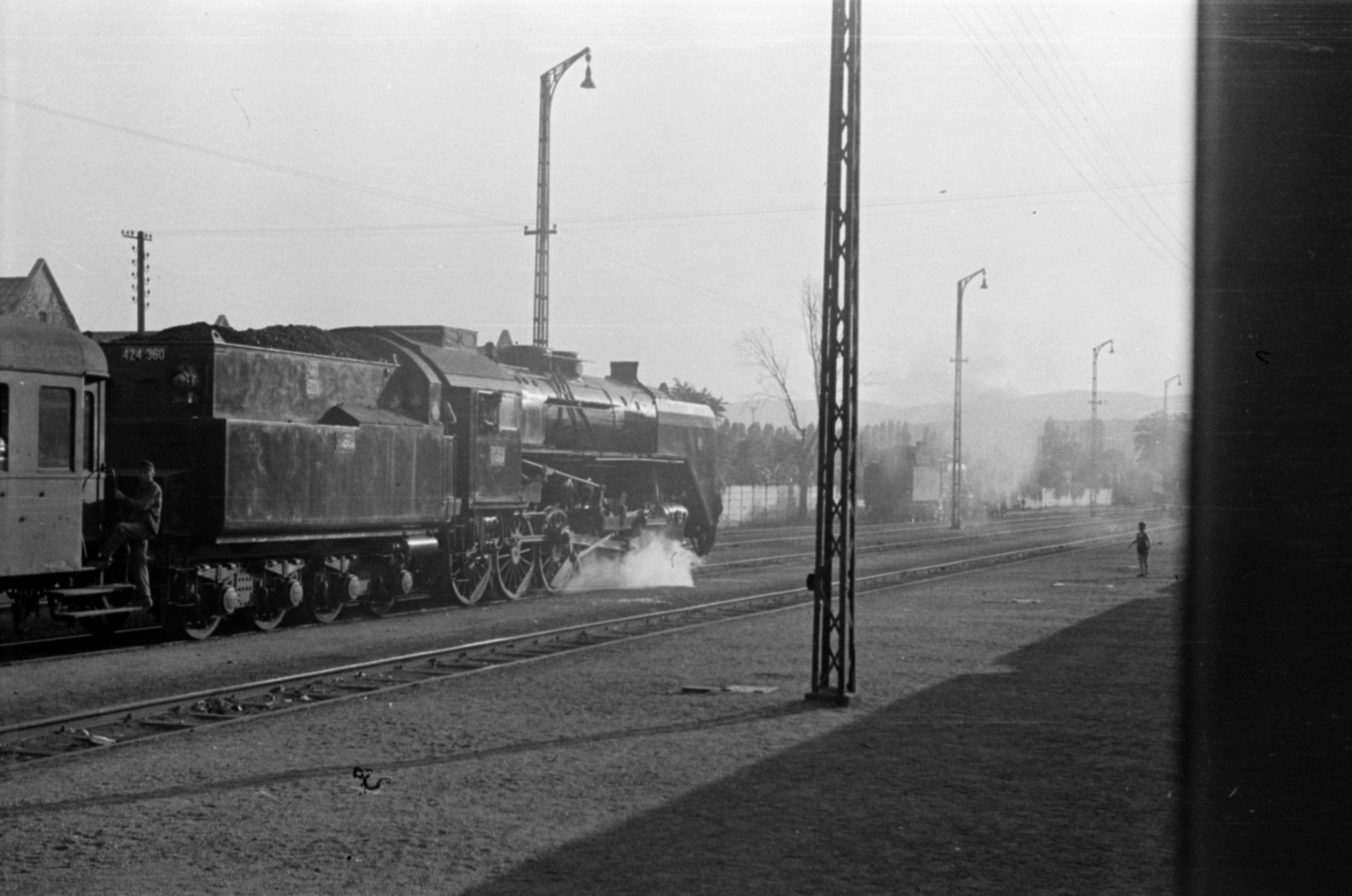 Magyarország, Miskolc, Tiszai pályaudvar., 1962, Barbjerik Ferenc, gőzmozdony, MÁV 424 sorozat, Fortepan #148381