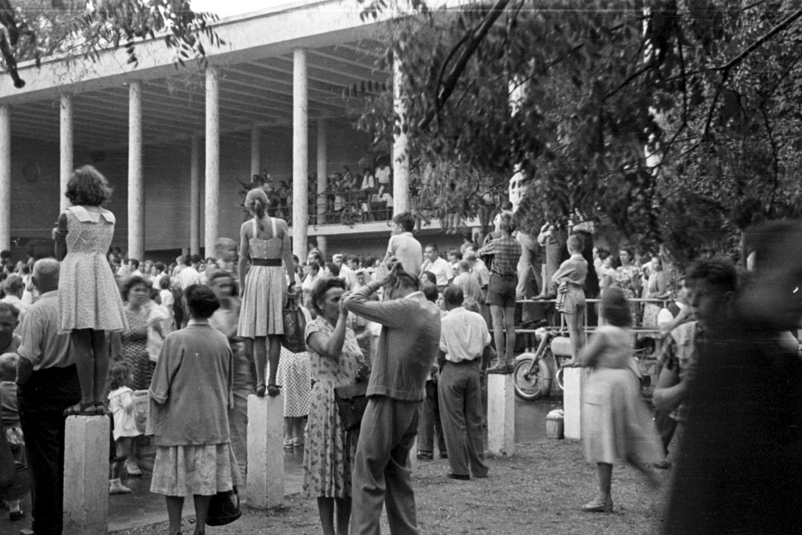 Hungary, Margit Islands, Budapest, a Palatinus Strandfürdő bejárata., 1955, Barbjerik Ferenc, mass, main entrance, Fortepan #148394