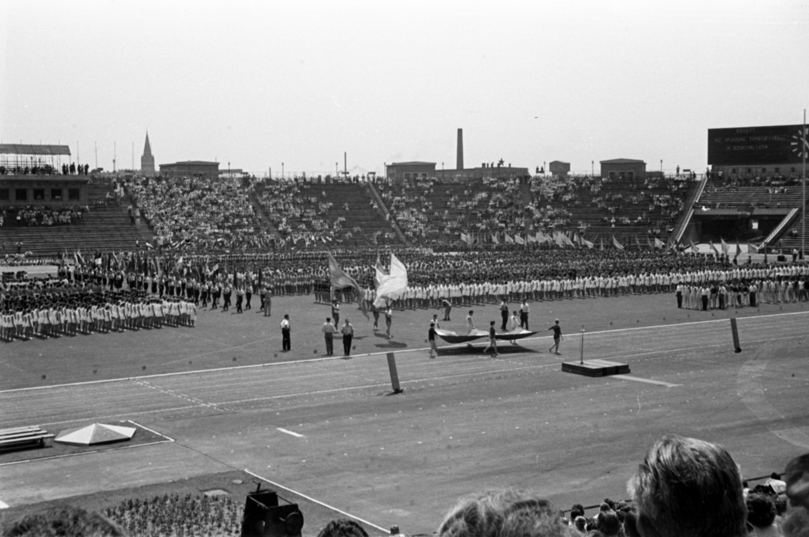 Magyarország, Népstadion, Budapest XIV., a Béke és Barátság sportünnepély főpróbája 1959. június 18-án., 1959, Barbjerik Ferenc, Budapest, nézőtér, Fortepan #148458