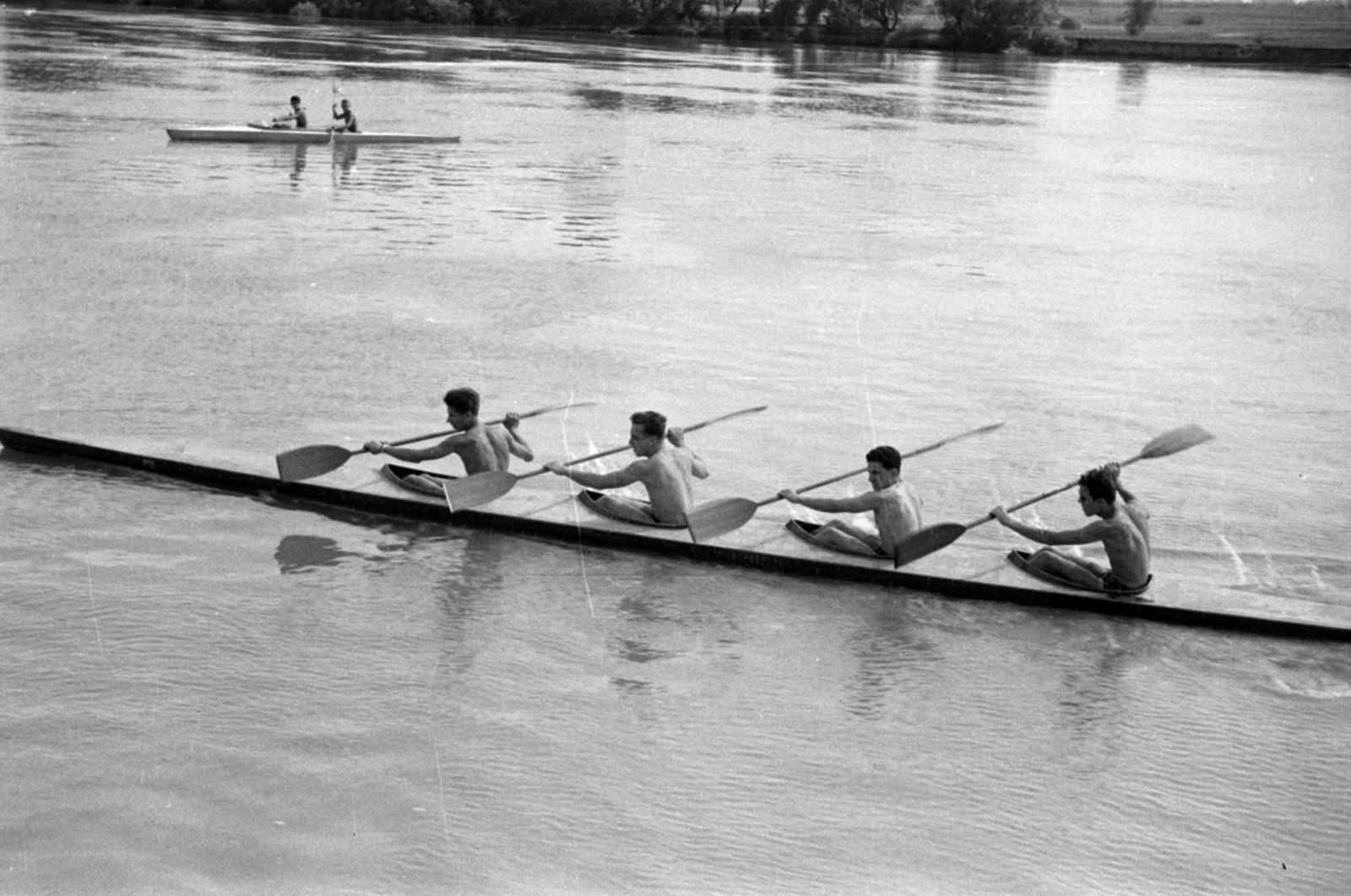 1960, Barbjerik Ferenc, half-naked, paddling, Fortepan #148579