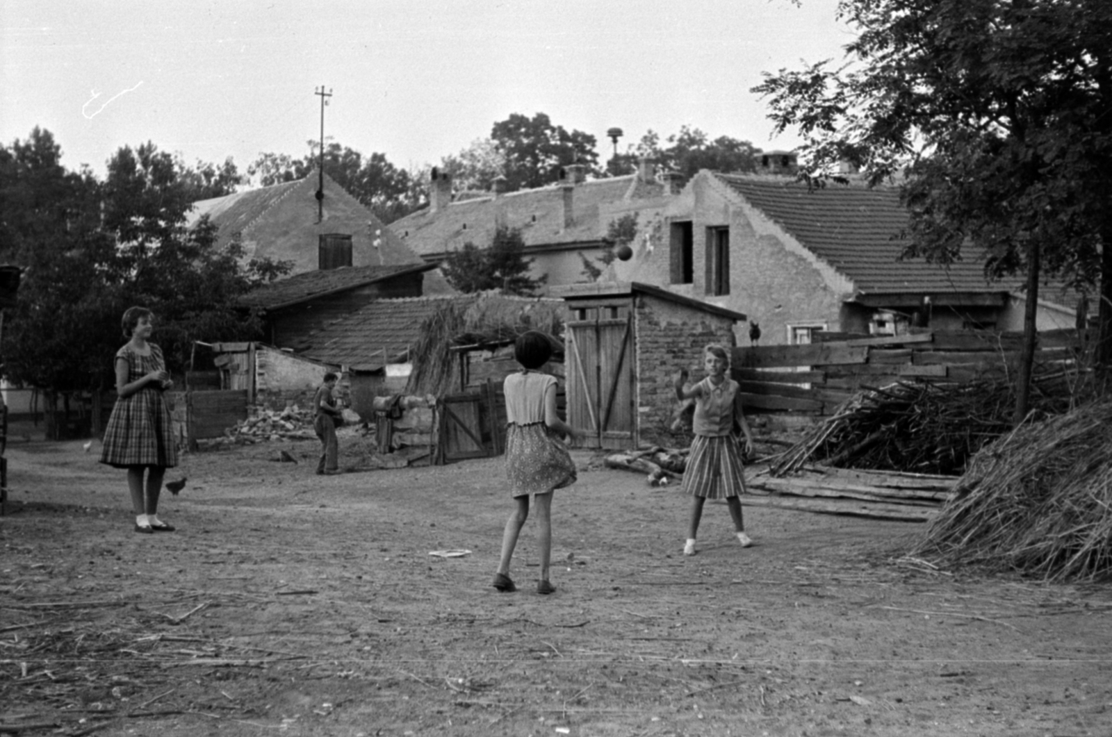1963, Barbjerik Ferenc, yard, lath fence, toy, girl, Fortepan #148741