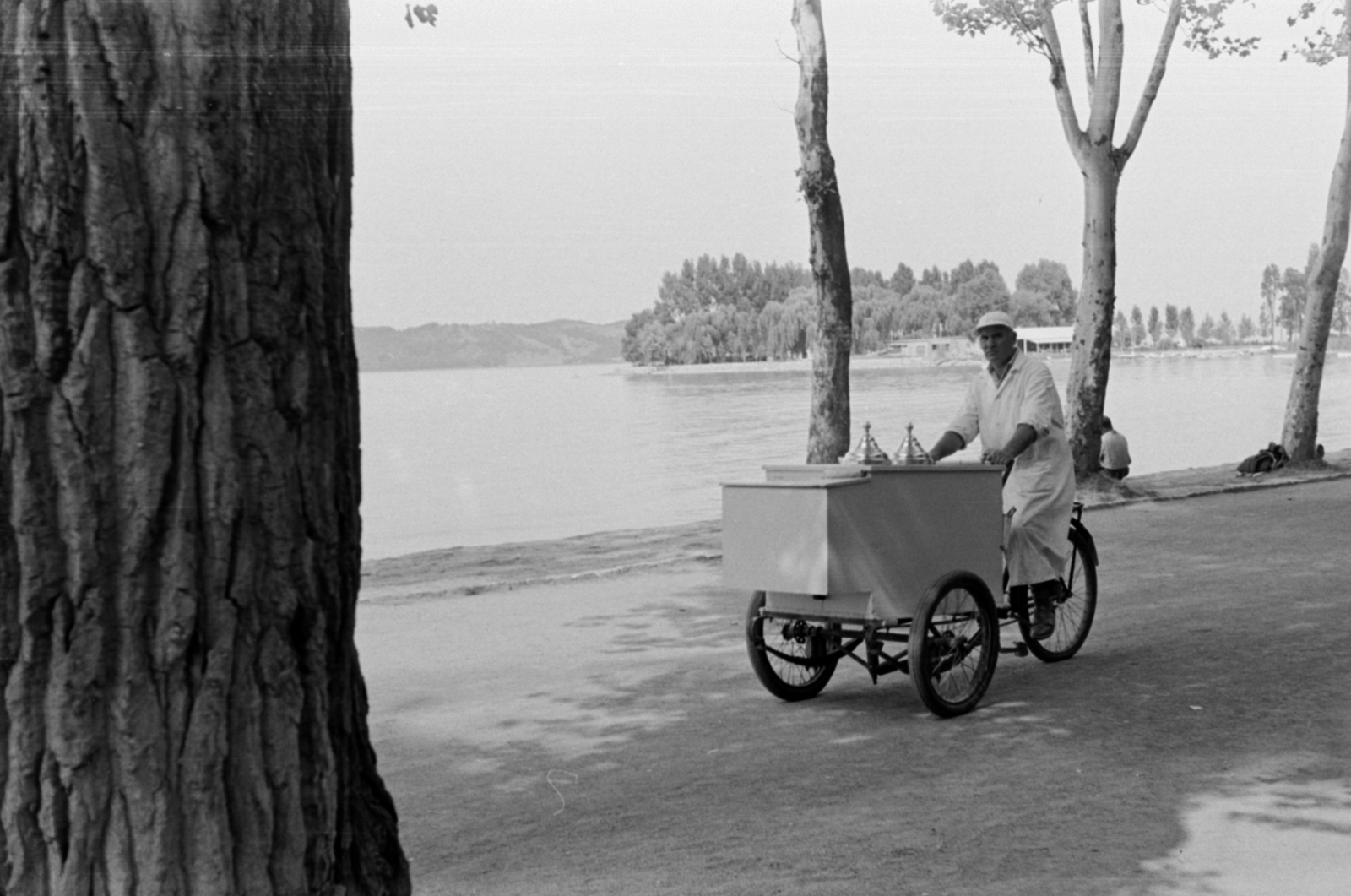 Hungary, Balatonföldvár, Kvassay sétány., 1962, Barbjerik Ferenc, walkway, tricycle, hand seller, Fortepan #148797