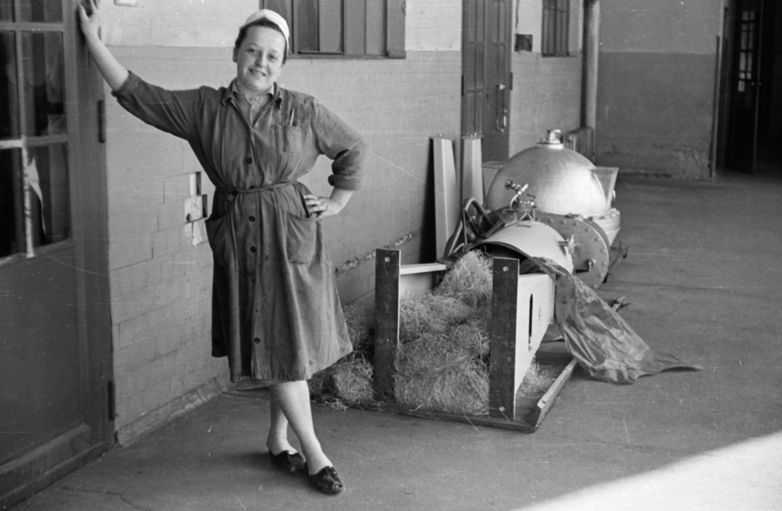 1958, Fortepan/Album027, overall, working woman, Fortepan #149027