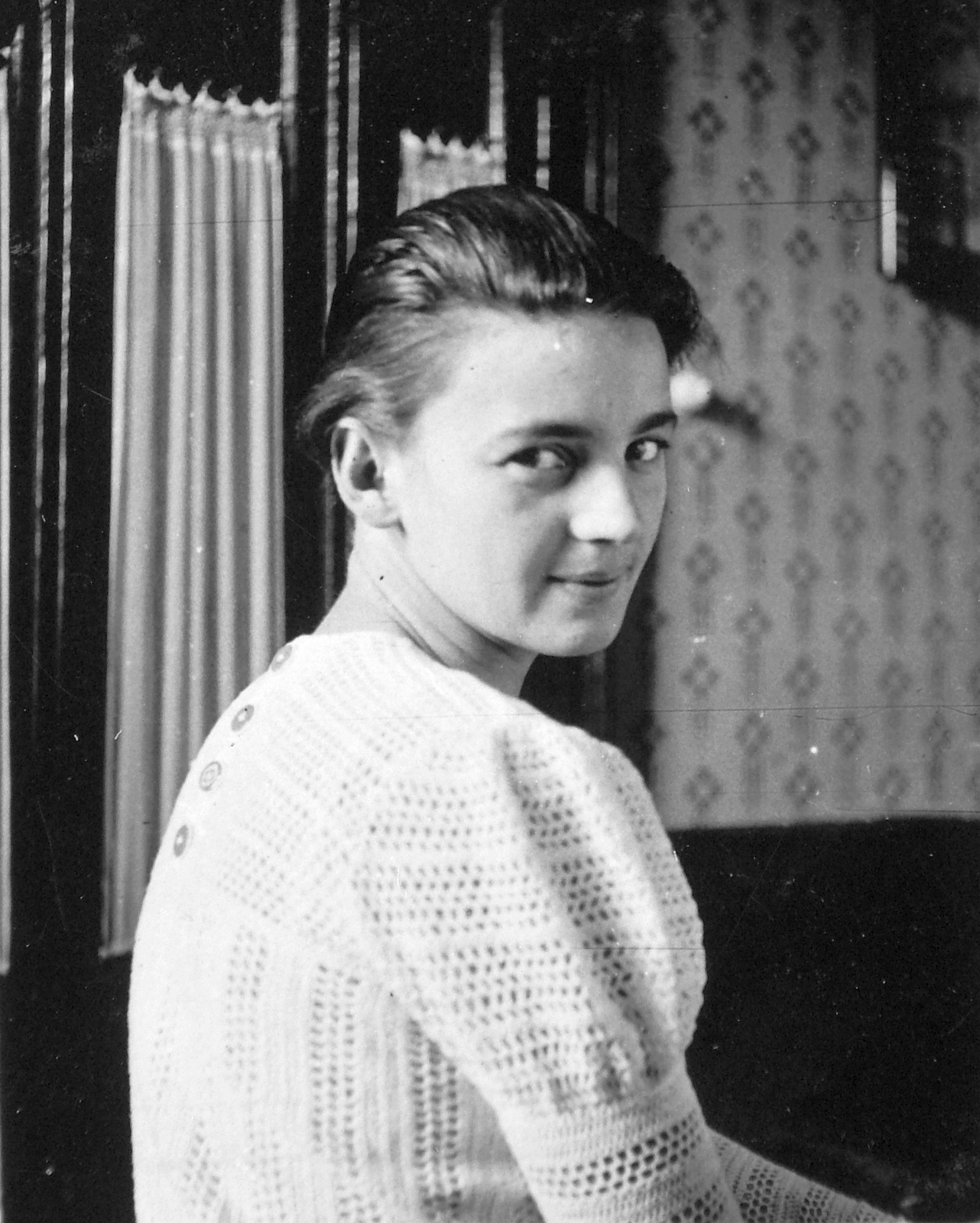 1936, Négyesi Pál, looking back, portrait, girl, Fortepan #14914