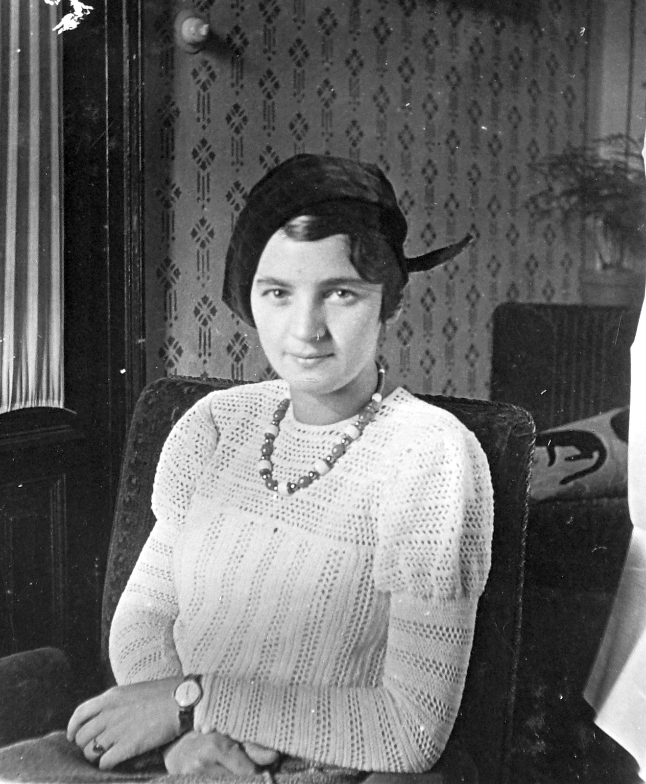 1936, Négyesi Pál, wrist watch, necklace, Fortepan #14915