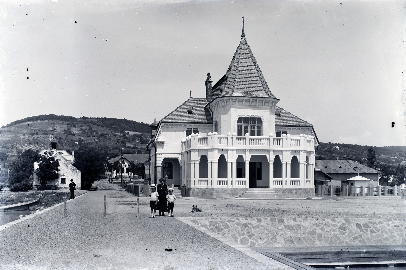 Hungary,Lake Balaton, Révfülöp, hajóállomás., 1917, Tóth Árpád, Fortepan #149418