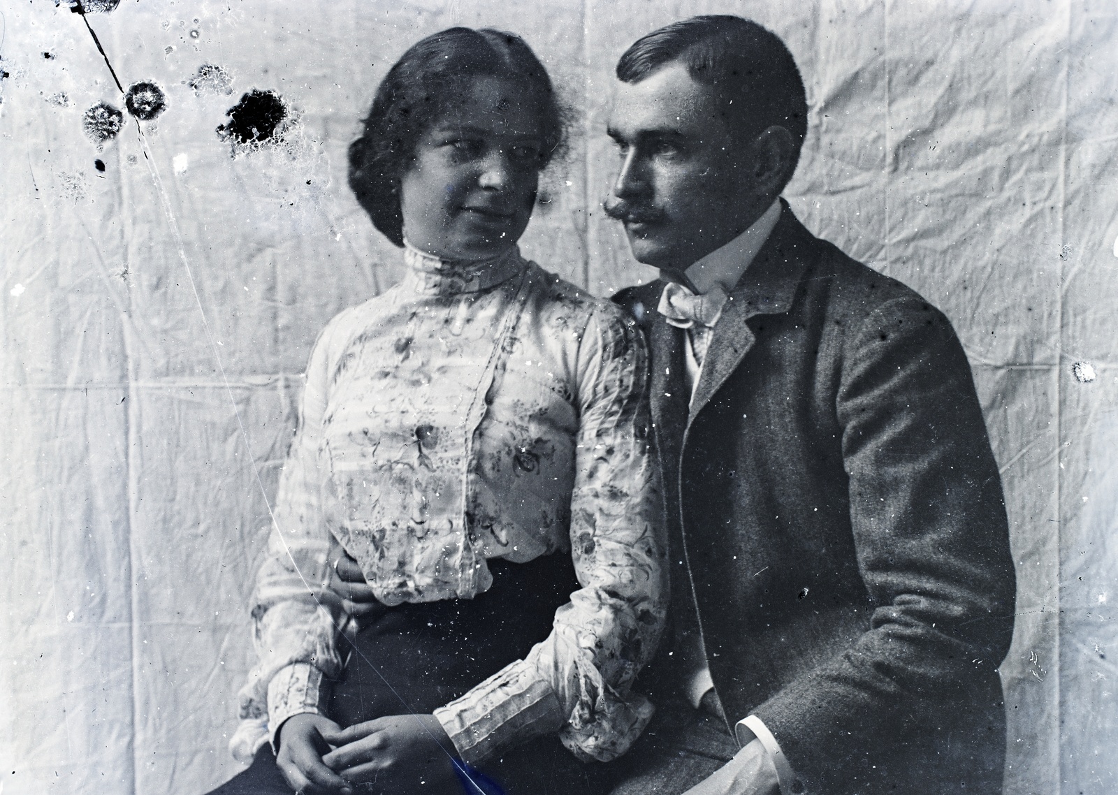 1918, Tóth Árpád, man and woman, double portrait, Fortepan #149466