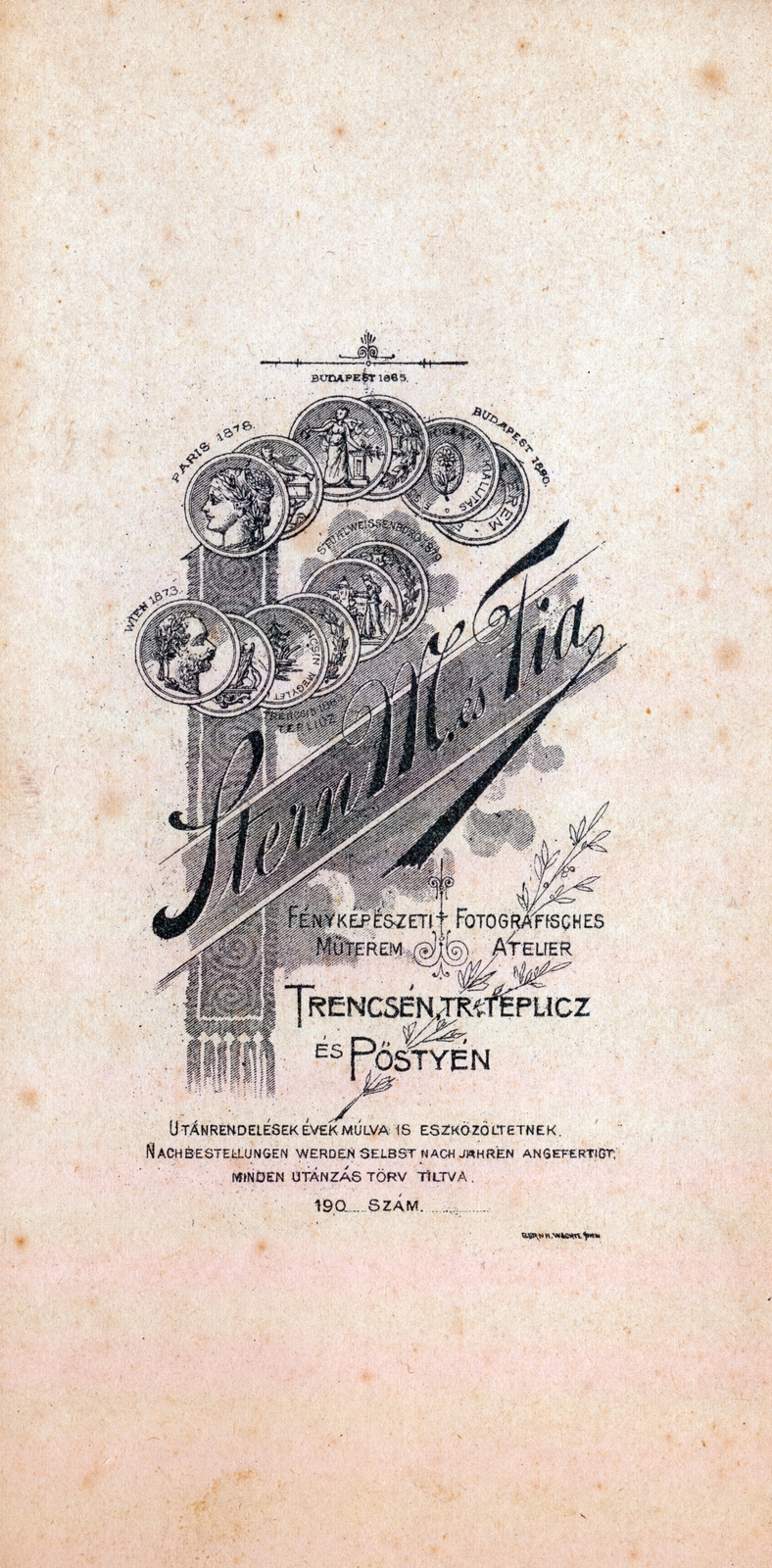 Trencsén, 1905, Barna Imre, műterem, fényképész, hátlap, Fortepan #150027
