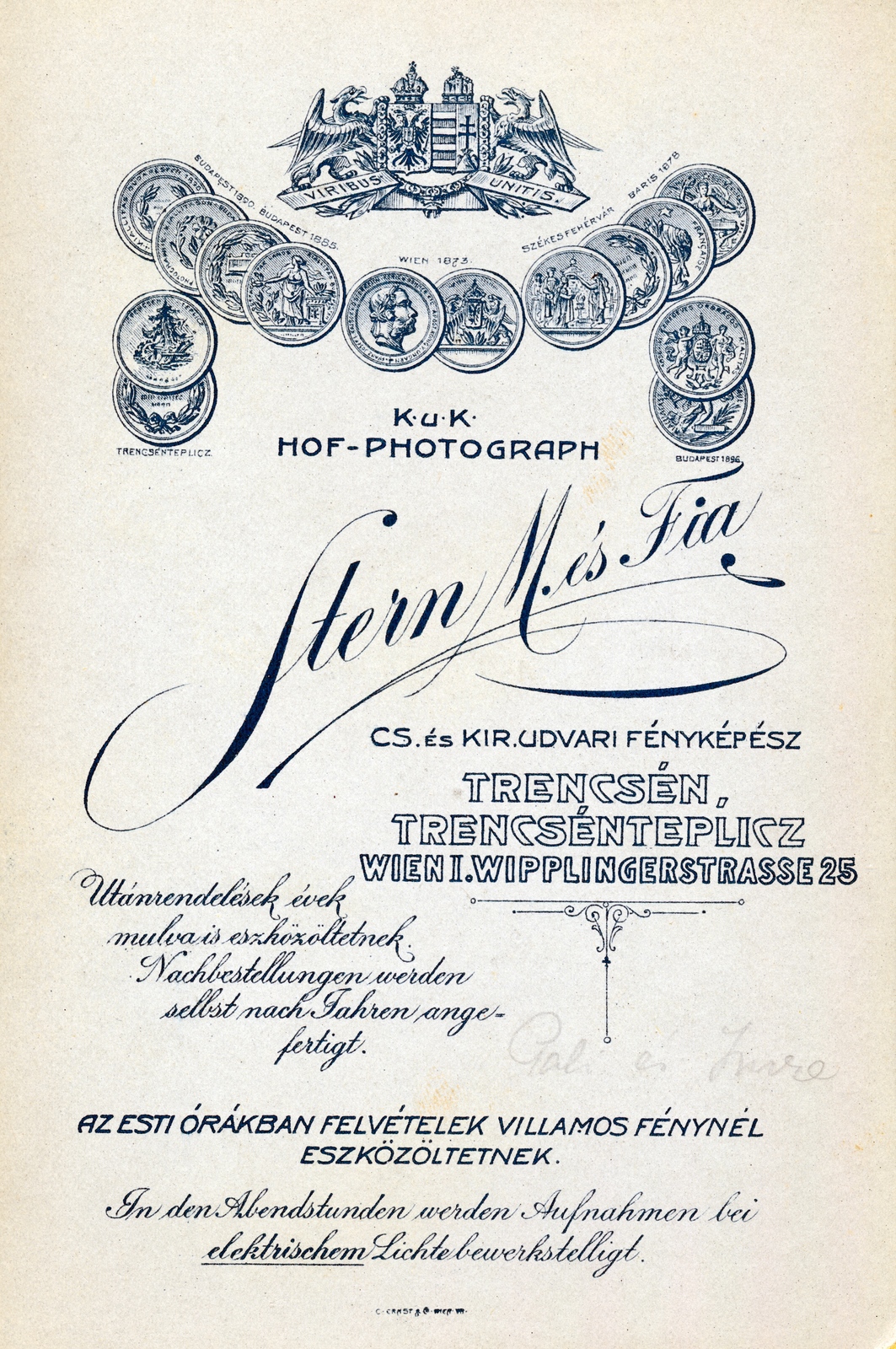 Trenčín, 1913, Barna Imre, studio, photographer, verso, Fortepan #150033
