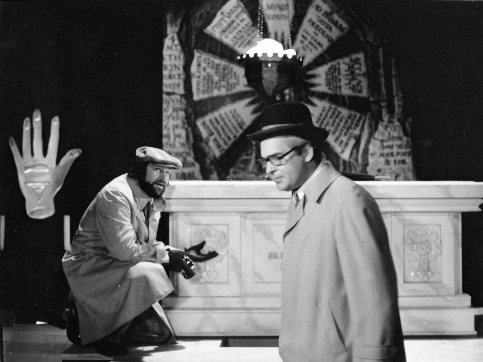 Magyarország, a felvétel a Pendragon legenda című film forgatásakor készült. Bujtor István és Latinovits Zoltán színművész., 1974, Révész György, Domonkos Sándor, Fortepan #150203