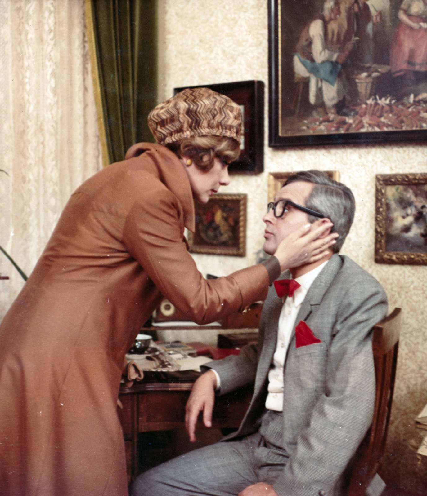 Hungary, az Utazás a koponyám körül című film főszereplő színművészei, Ruttkai Éva az író felesége és Latinovits Zoltán az író szerepében., 1970, Révész György, Fortepan #150300