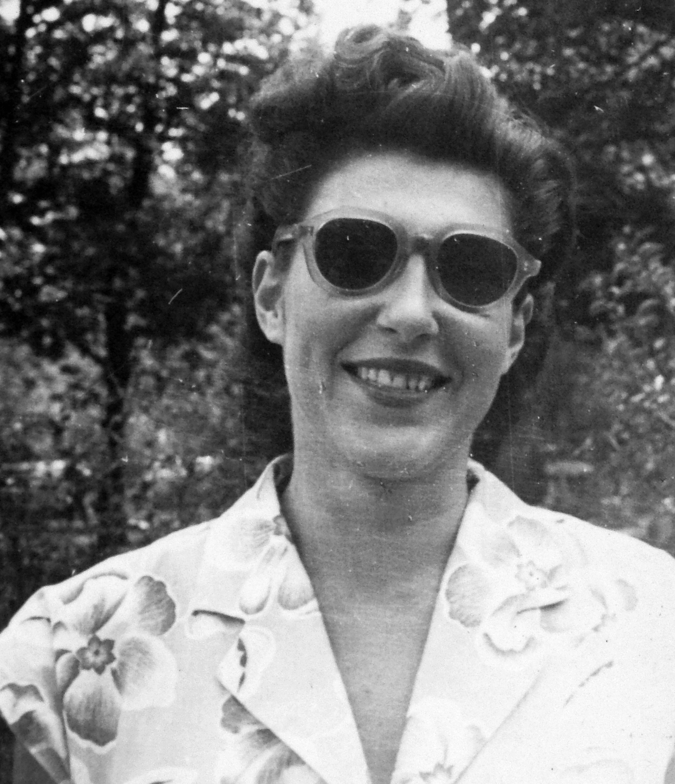 1949, Saly Noémi, smile, shades, lady, summer dresses, Fortepan #15031