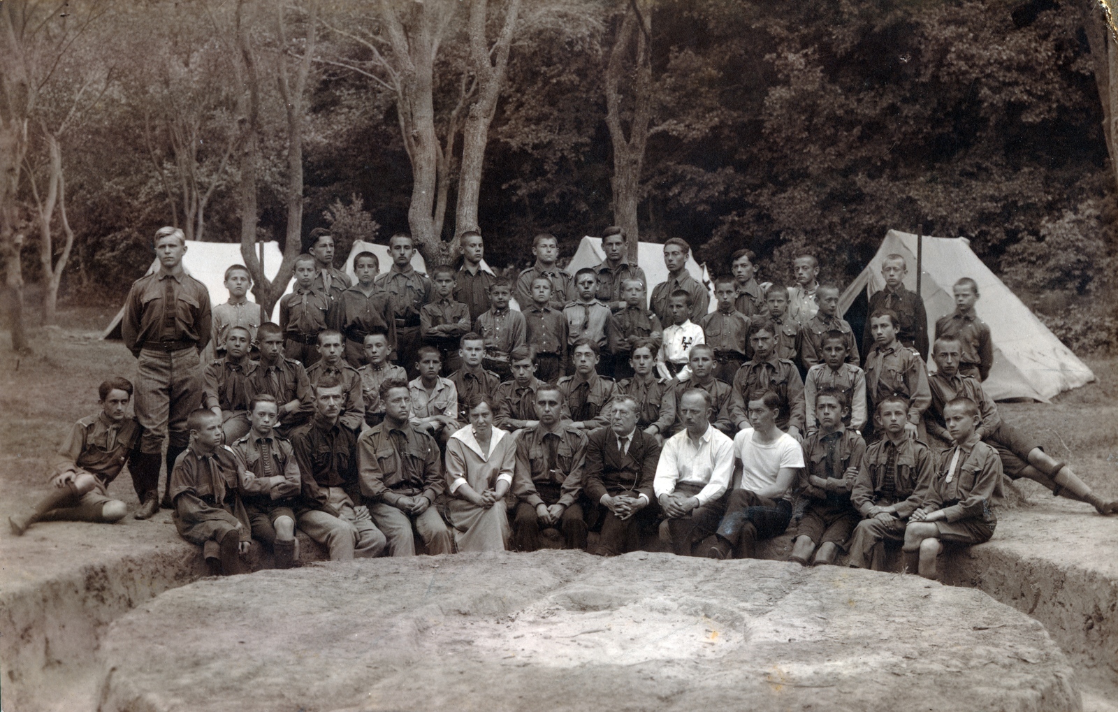 Magyarország, a pécsi Ciszterci Rend Nagy Lajos Gimnáziuma és Kollégiuma 47. Szent László Cserkészcsapata táborozáson., 1924, Varga Csaba dr., cserkész, Fortepan #150550
