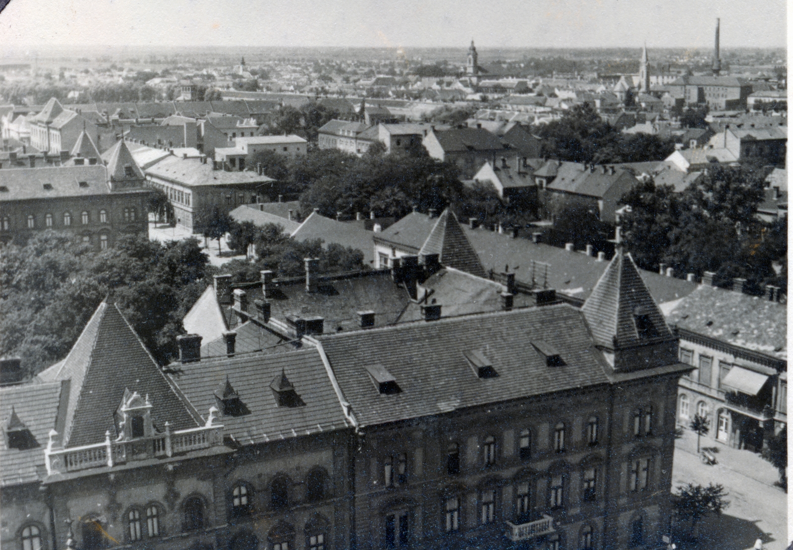 Magyarország, Győr, látkép a városháza tornyából nyugat felé, átlósan a Szent István (Vilmos császár) út., 1936, Varga Csaba dr., Fortepan #150640