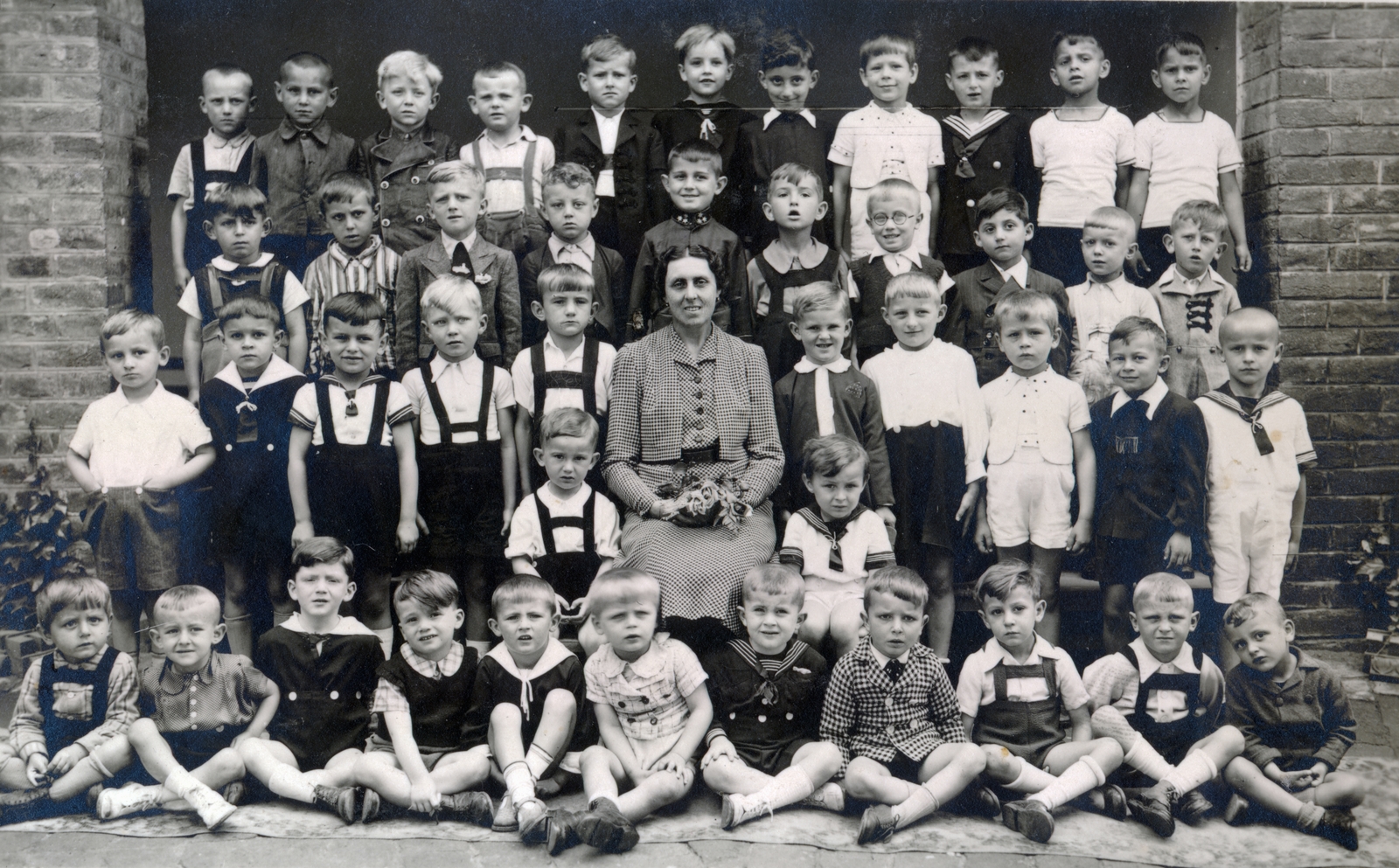 Hungary, Pécs, Rákóczi úti óvoda, csoportkép., 1944, Varga Csaba dr., tableau, boys, nursery, Fortepan #150706