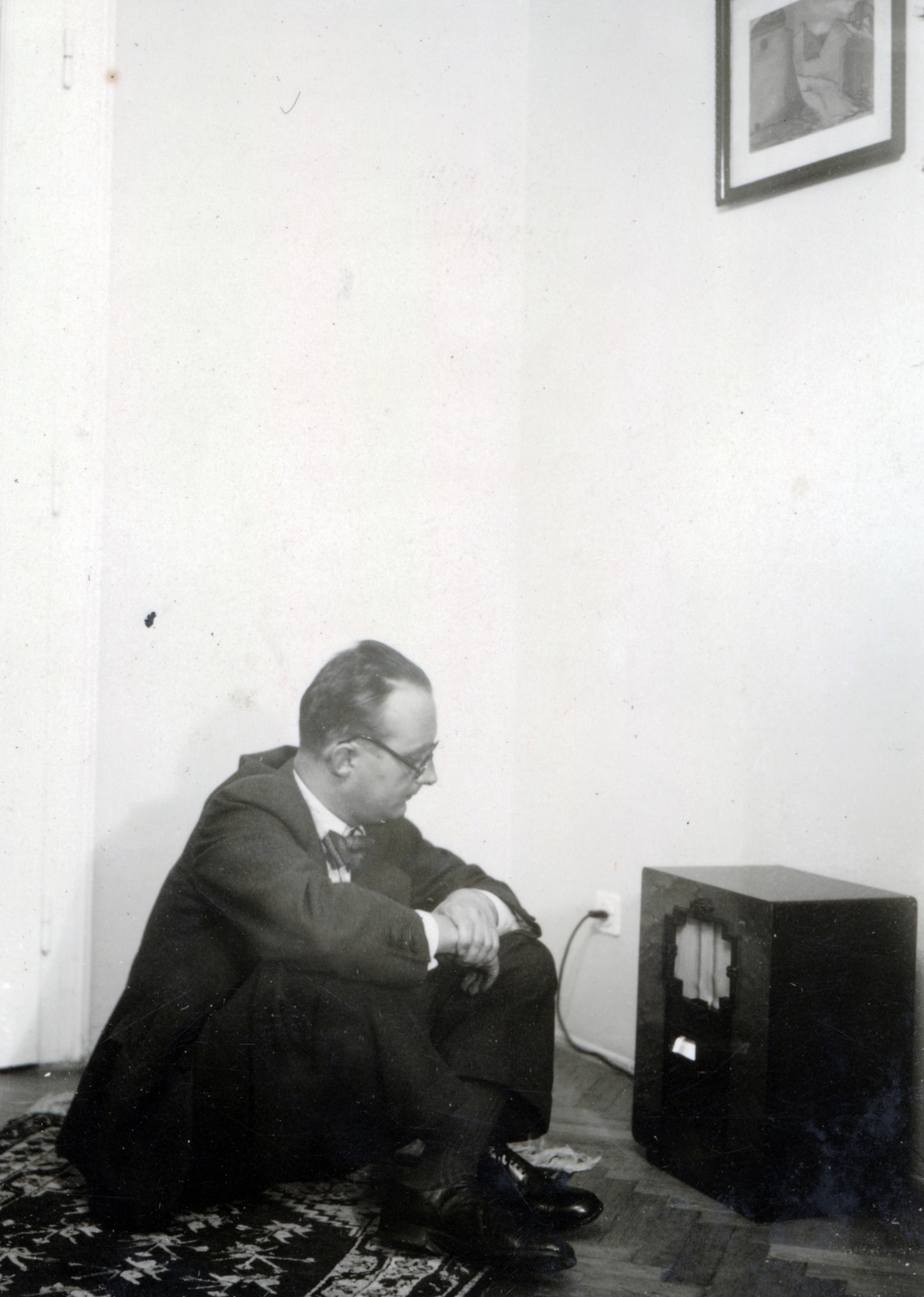 1938, Kőszegi Anna, radio, cross-legged sitting, Fortepan #151081