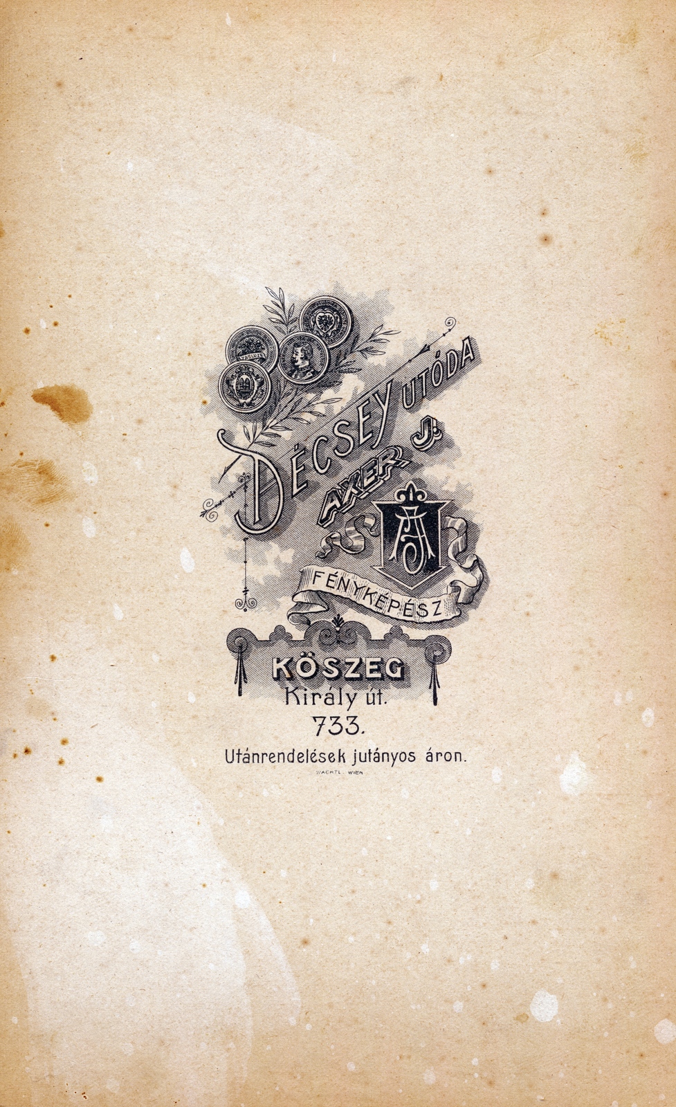 Kőszeg, 1905, Kőszegi Anna, studio, photographer, verso, Fortepan #151212