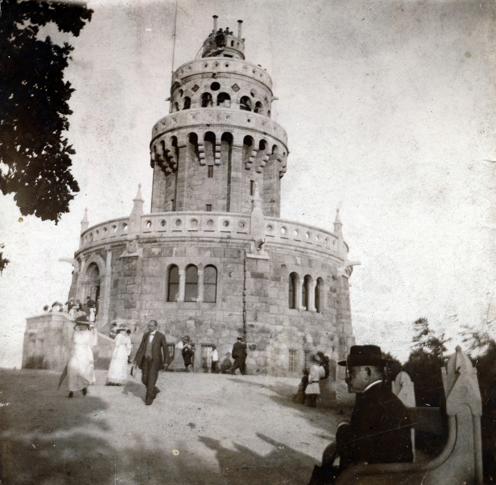 Hungary, Budapest XII., Jánoshegy, Erzsébet-kilátó., 1917, Gali, Frigyes Schulek-design, lookout, romanesque revival architect, Budapest, gazebo, Fortepan #151588