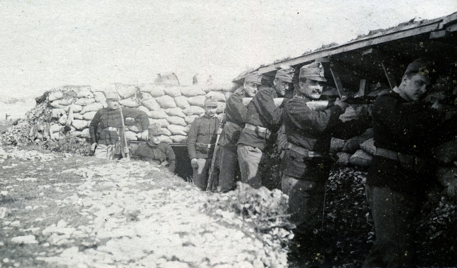 1915, Tarbay Júlia, bayonet, sandbag, Fortepan #151720