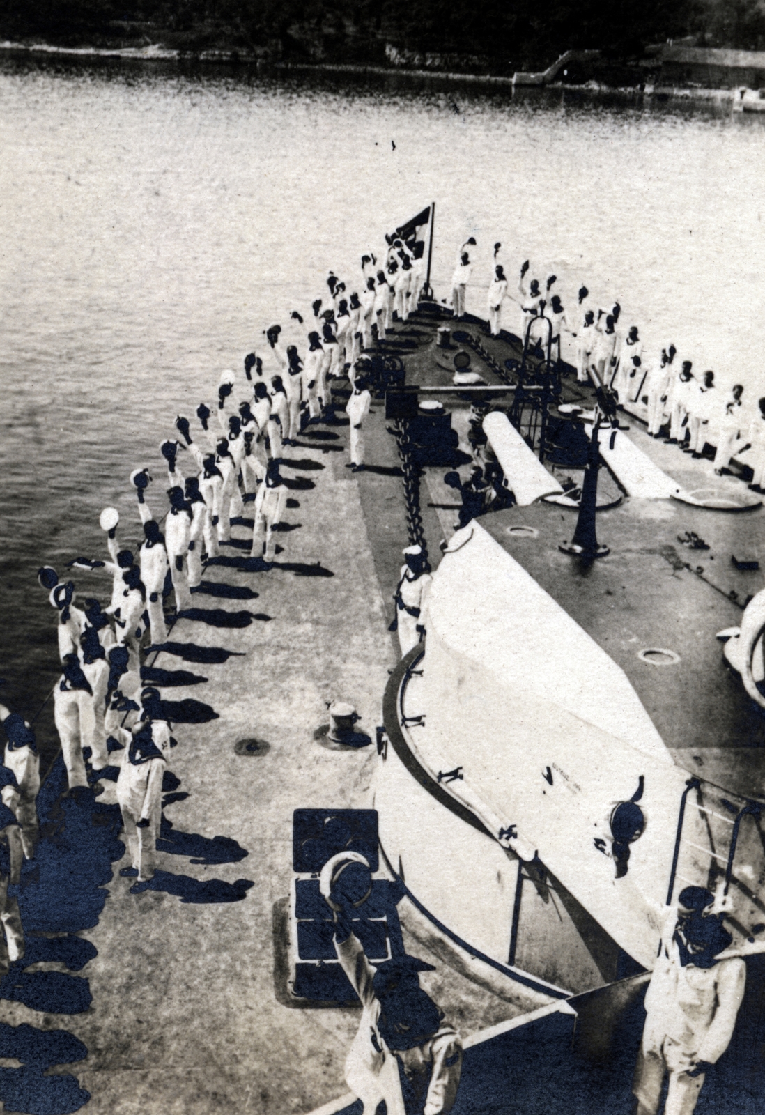 Croatia,Adriatic Sea, matrózok az Osztrák-Magyar Monarchia haditengerészetének hadihajóján., 1915, Tarbay Júlia, sailor, warship, Navy, Fortepan #151762
