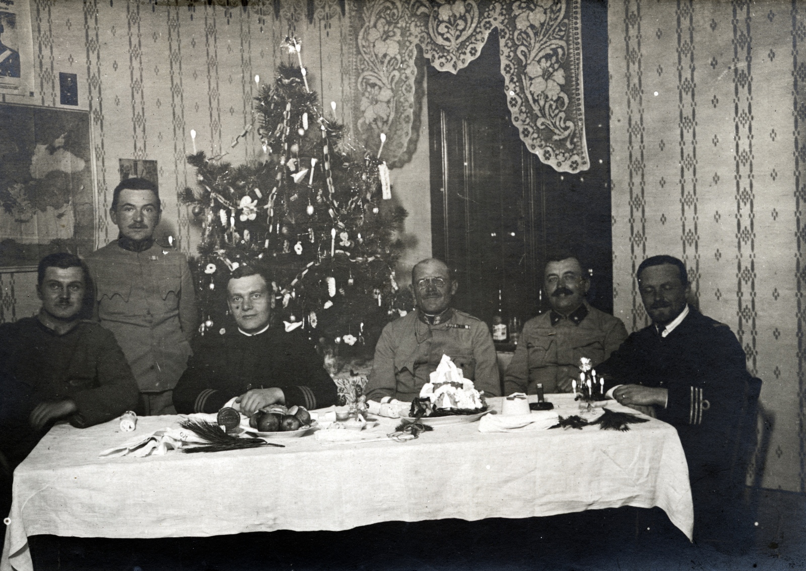 1916, Tarbay Júlia, Christmas, soldier, meal, First World War, christmas tree, Fortepan #151800