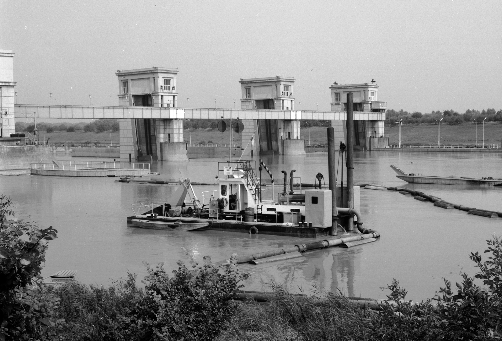 Hungary, Tiszalök, vízlépcső., 1976, Csíkos Ferenc, power station, István Nyiri-design, István Gergely-design, Fortepan #151839