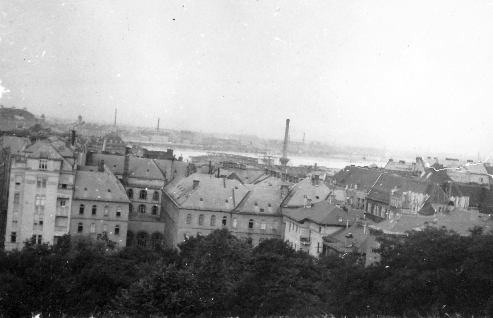 Hungary, Budapest XI., Látkép a Kelenhegyi út környékéről Lágymányos felé nézve., 1935, Saly Noémi, picture, factory chimney, Budapest, Fortepan #15195