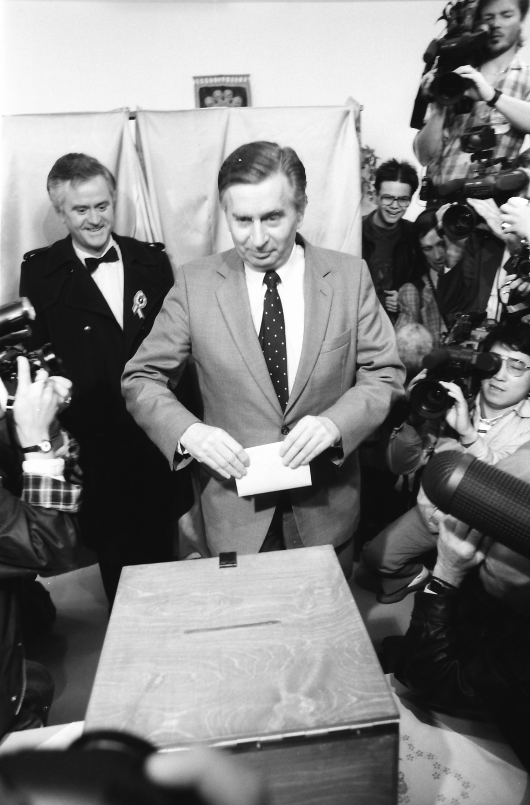Hungary, Budapest, Antall József, az MDF elnöke. A felvétel 1990. március 25-én készült, a rendszerváltás utáni első szabad országgyűlési választások napján., 1990, Szigetváry Zsolt, election, Fortepan #152257