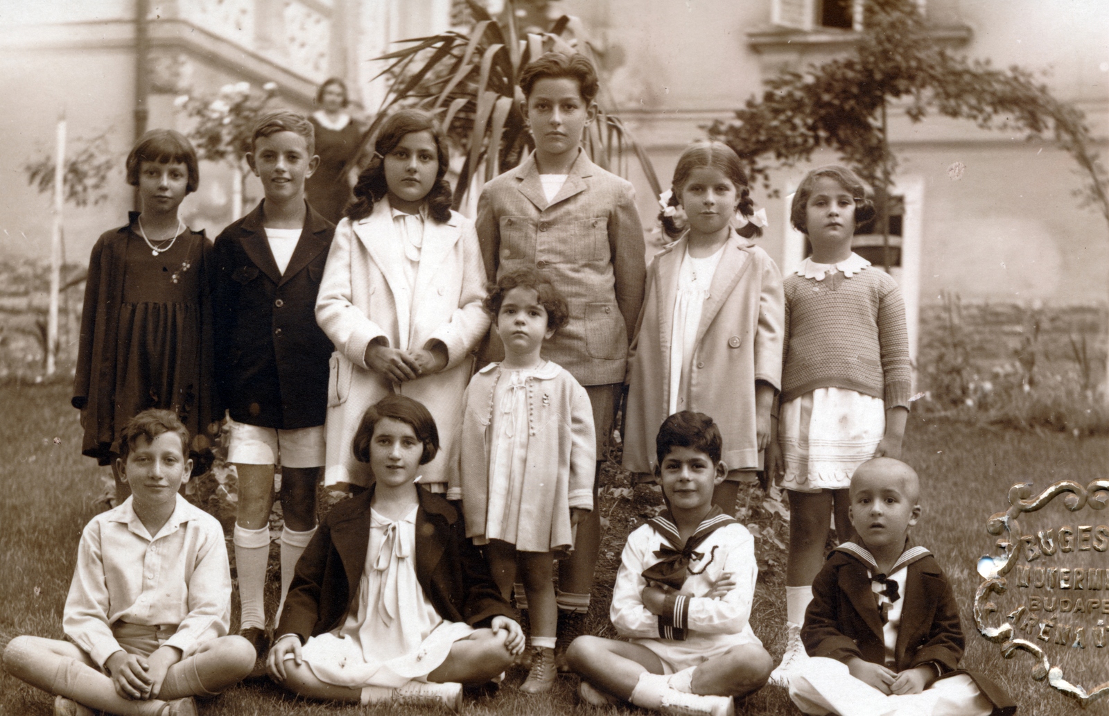 1926, Somló Cecília, sailor blouse, braid, kid, arms crossed over the chest, Fortepan #153161