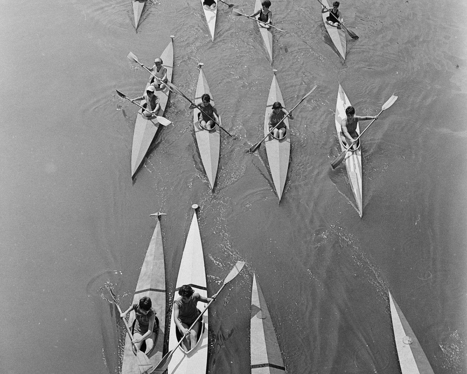 Hungary, kajakosok a Dunán., 1967, MHSZ, kayak, Fortepan #15342