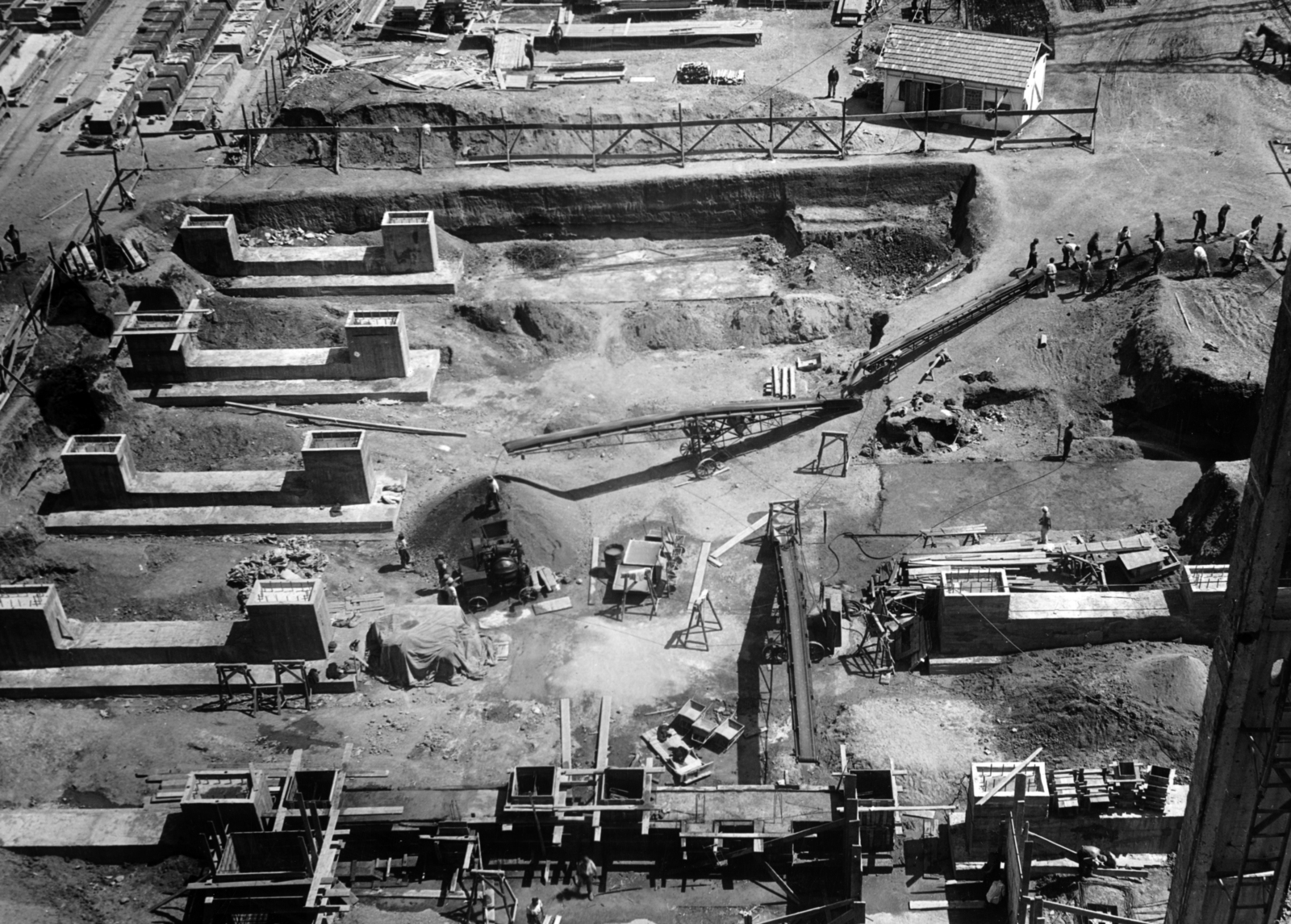 Hungary, Berente, a Borsodi Hőerőmű építkezése, alapozás készítése., 1952, Ivánkay Kálmán, construction, power station, Fortepan #153512