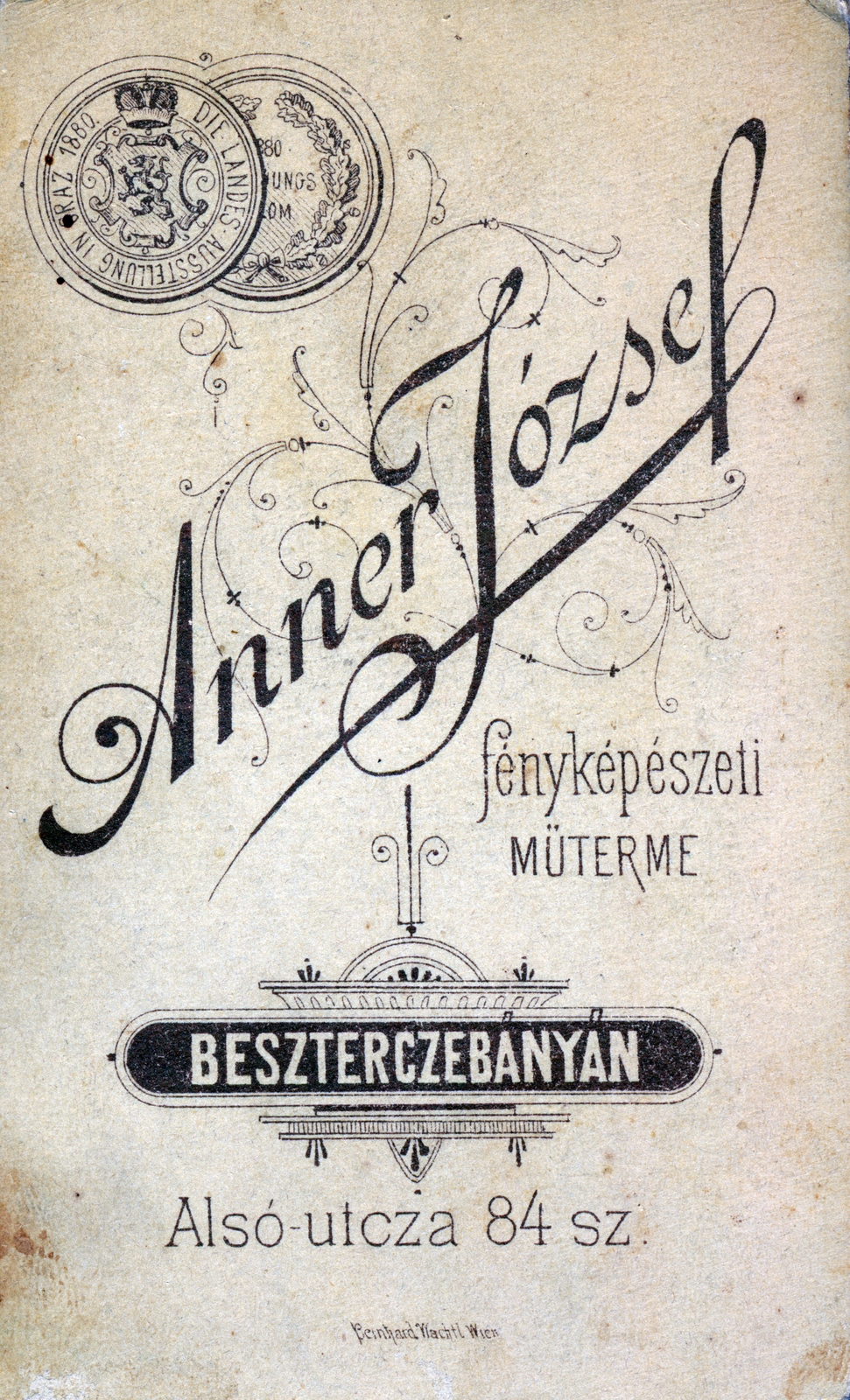 Slovakia, Banská Bystrica, Alsó utca 84., Anner József fényképészeti műterme., 1902, Karsai György, studio, photographer, verso, Fortepan #153842