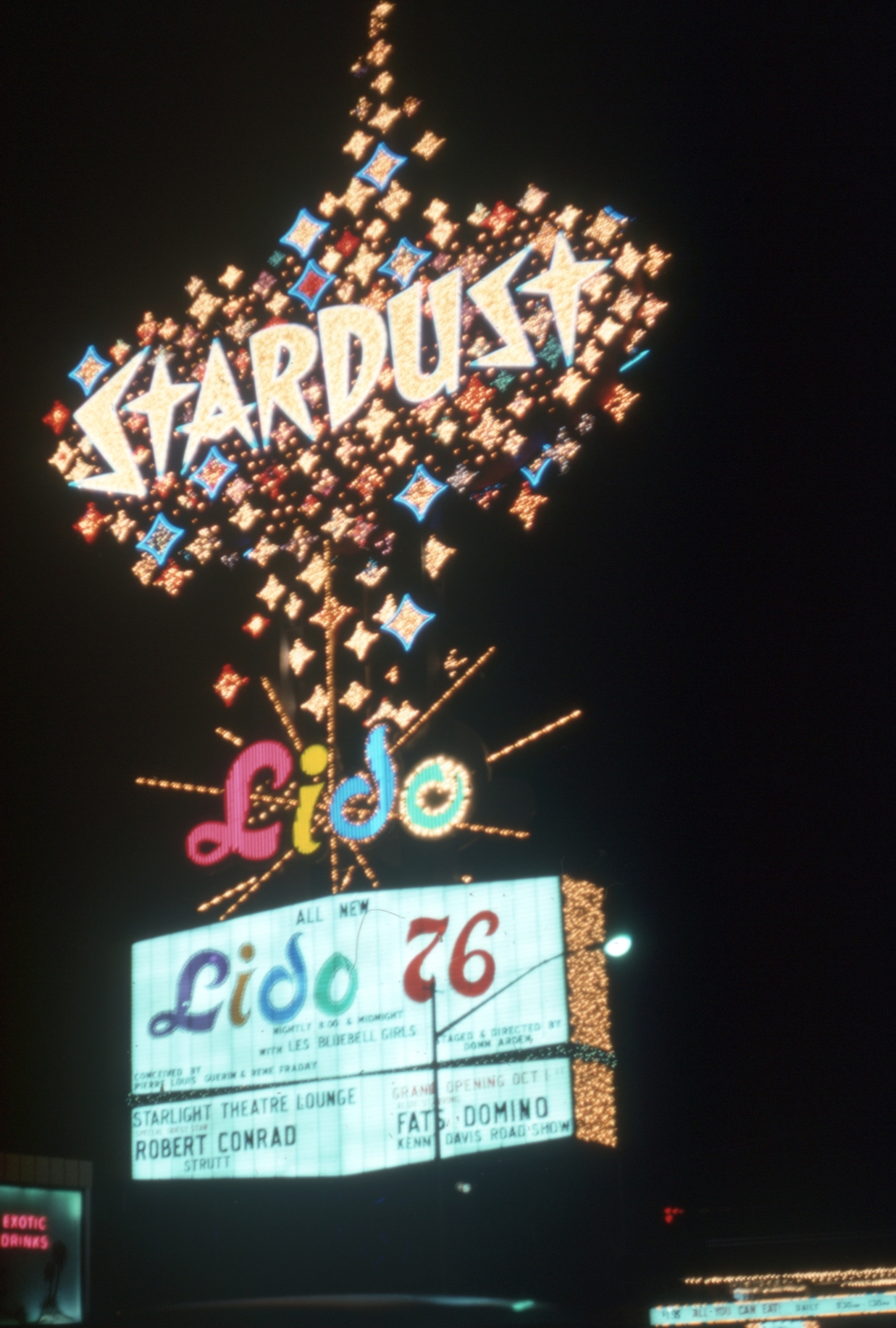 USA, Las Vegas, South Las Vegas Boulevard, a Stardust Resort reklámja., 1976, Bogdan Celichowski, colorful, Fortepan #155172