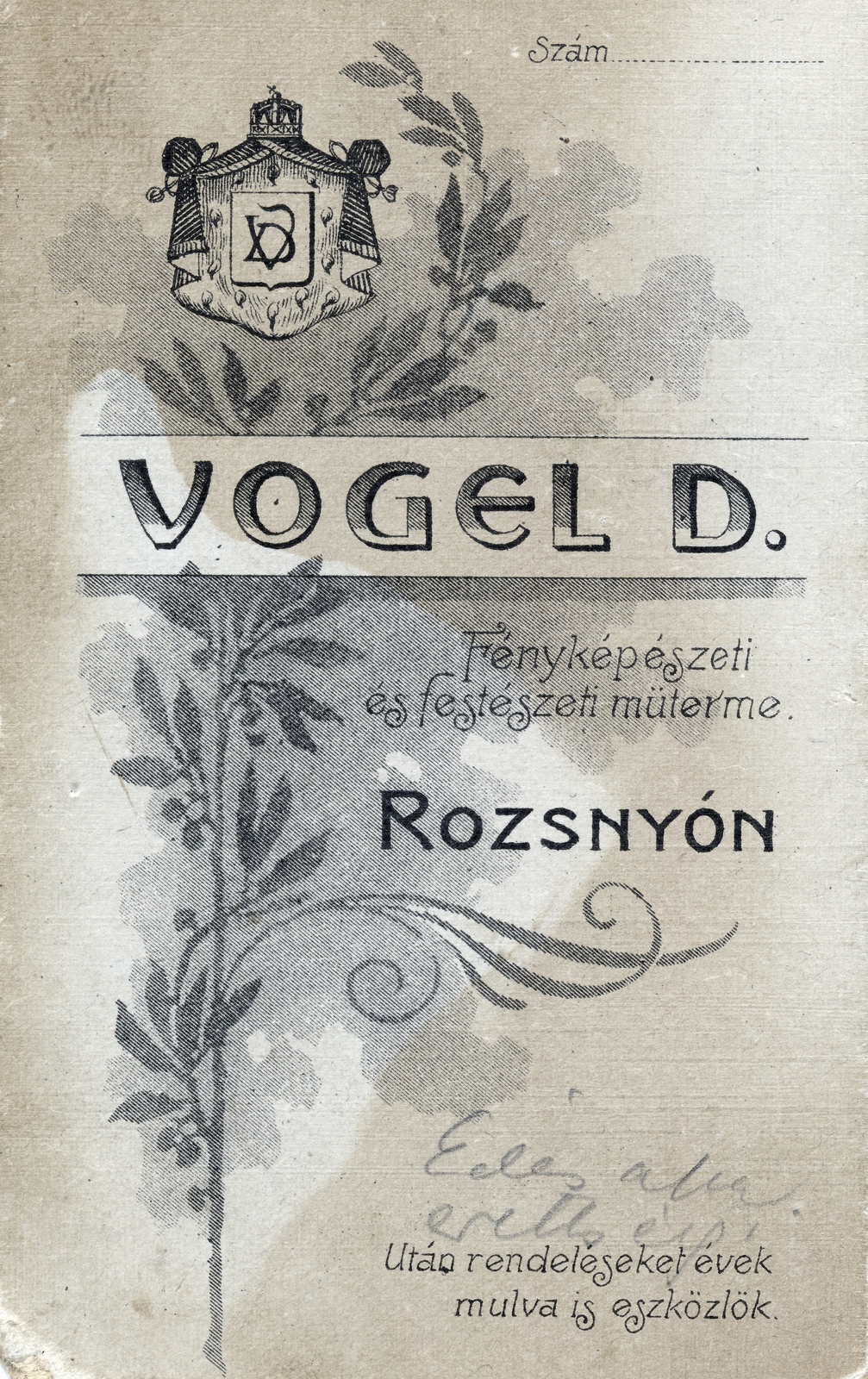 Slovakia, Rožňava, Vogel D. fényképészeti és festészeti műterme., 1918, Török Gyöngyvér, verso, Fortepan #155357