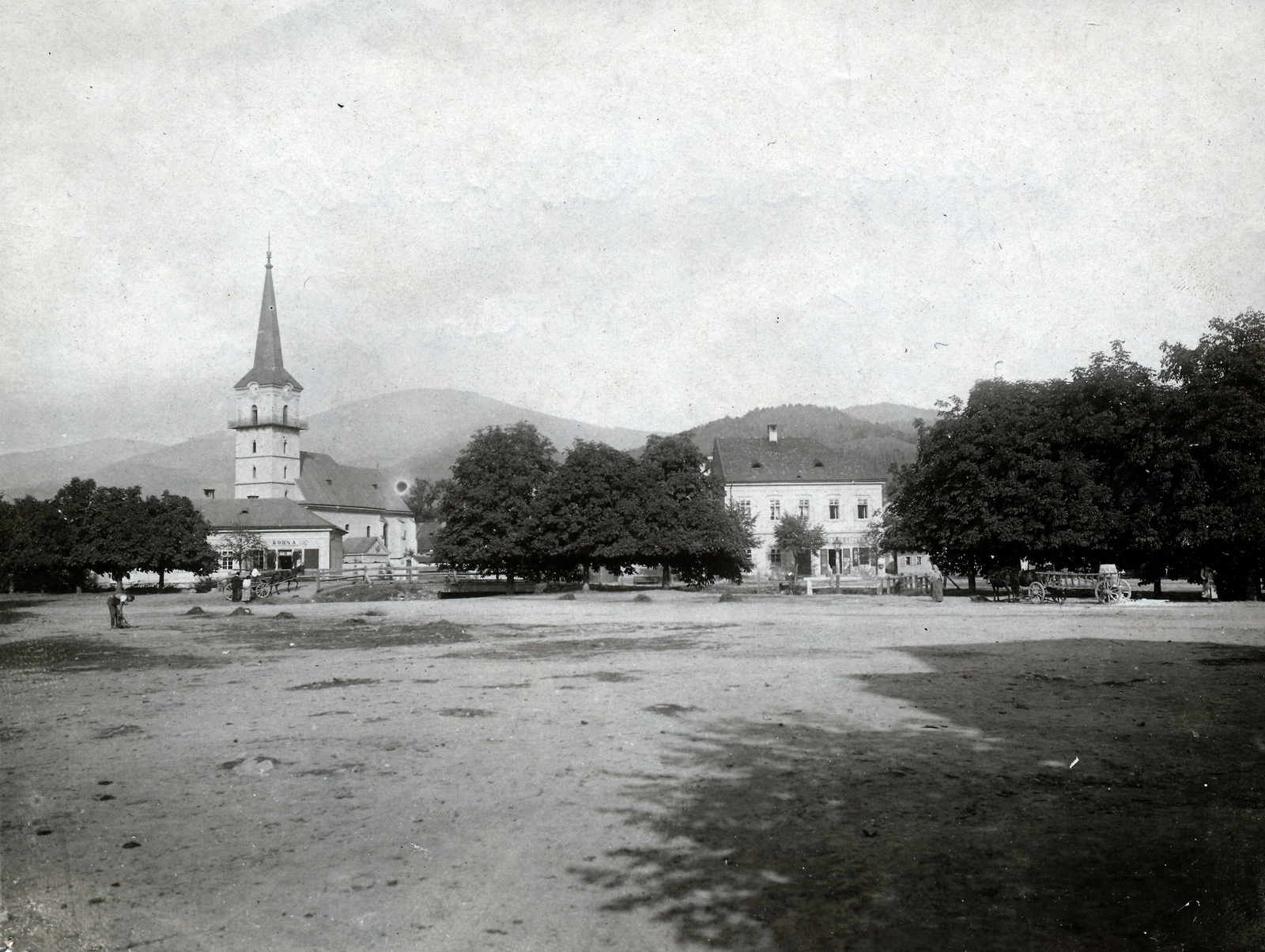 Szlovákia, Nagyrőce, Városház tér, Szent Lőrinc-templom., 1916, Kachelmann Róbert, Fortepan #155477