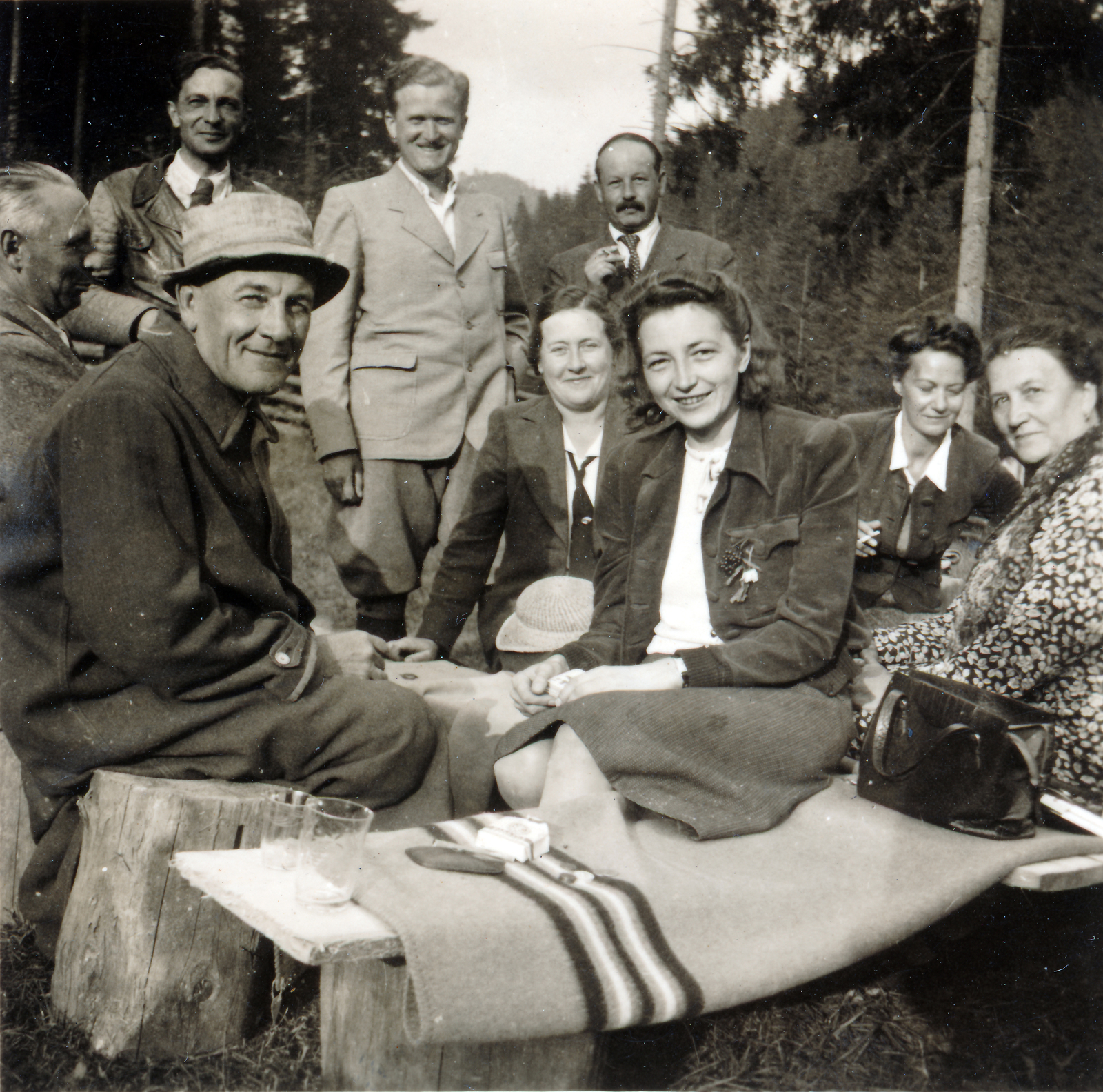 1939, Kachelmann Róbert, tourist, bench, picnic, Fortepan #155504